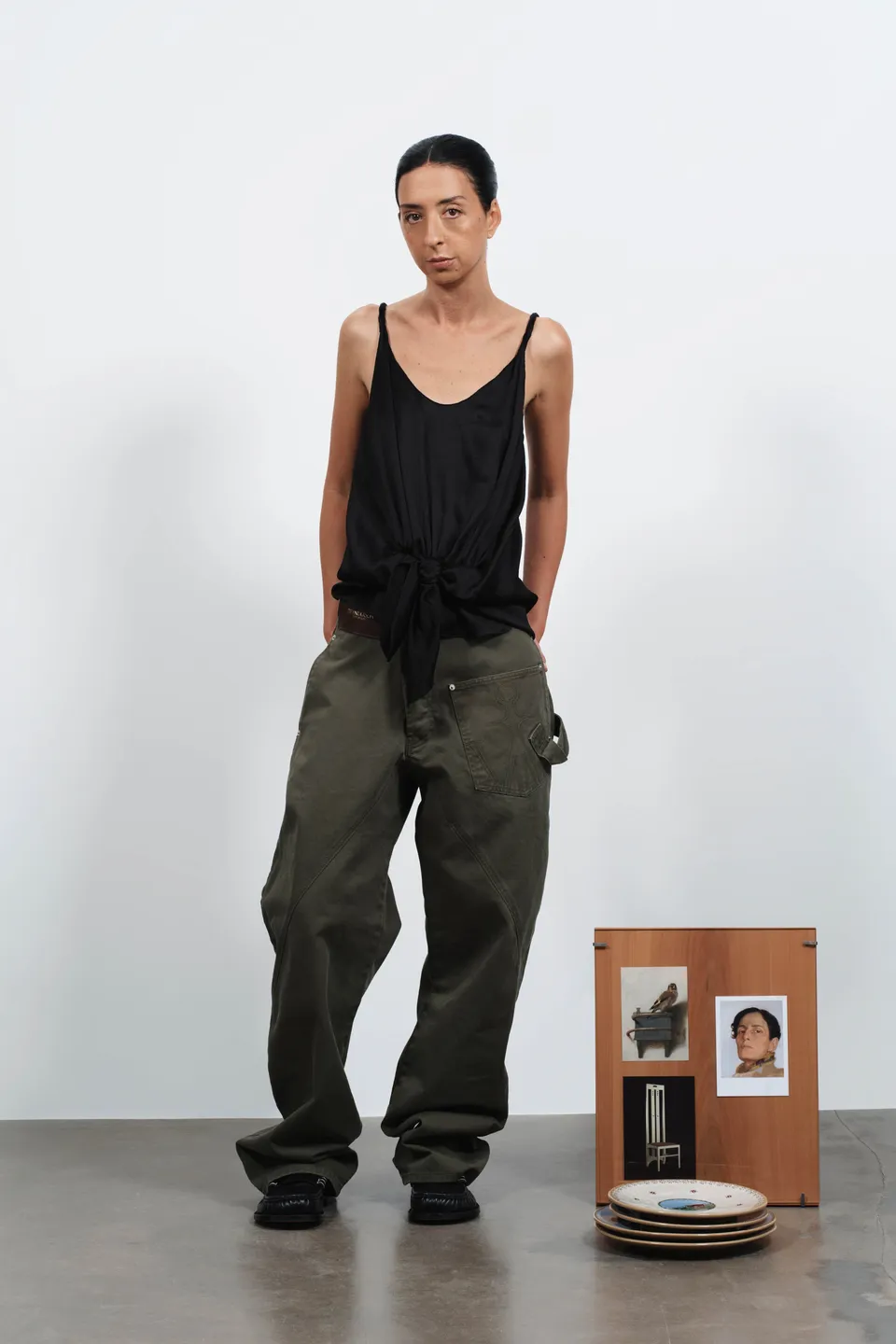 J.W.Anderson Knotted Waist Cami Top Schwarz Seidentop