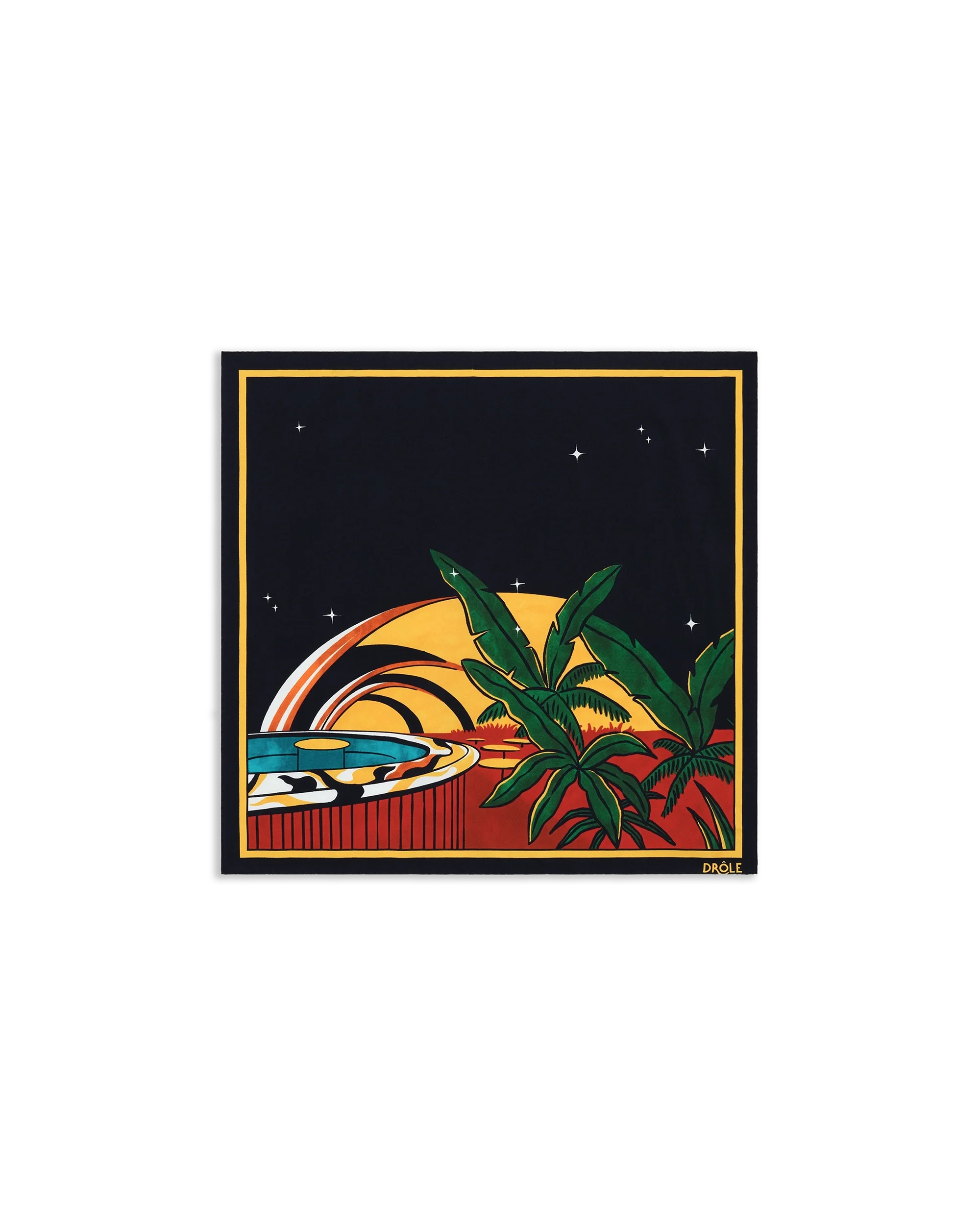 Drôle De Monsieur Foulard Soie Tropicana Seidentuch Navy OS