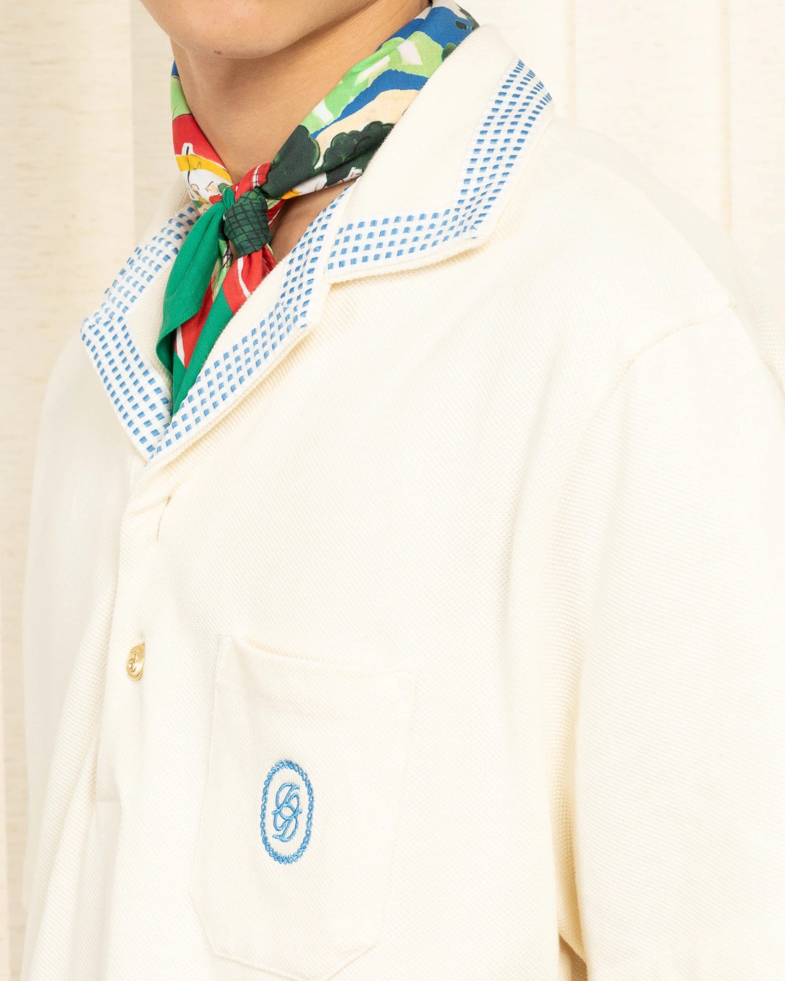 Drôle De Monsieur Foulard Country Club Bandana Blau Baumwolle