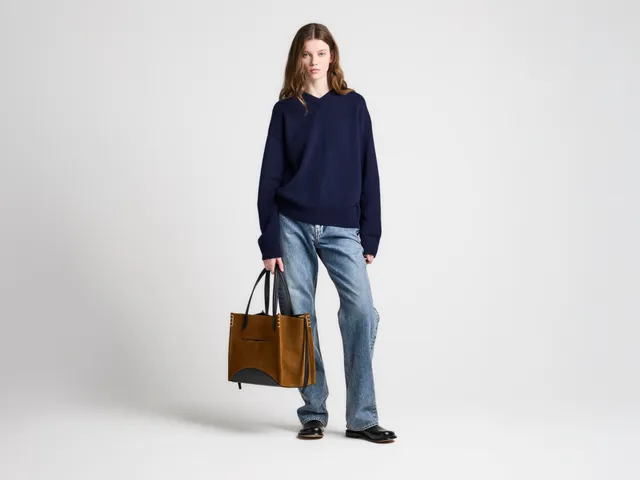 J.W.Anderson Knitwear V-Neck Cashmere Pullover Navy Damen