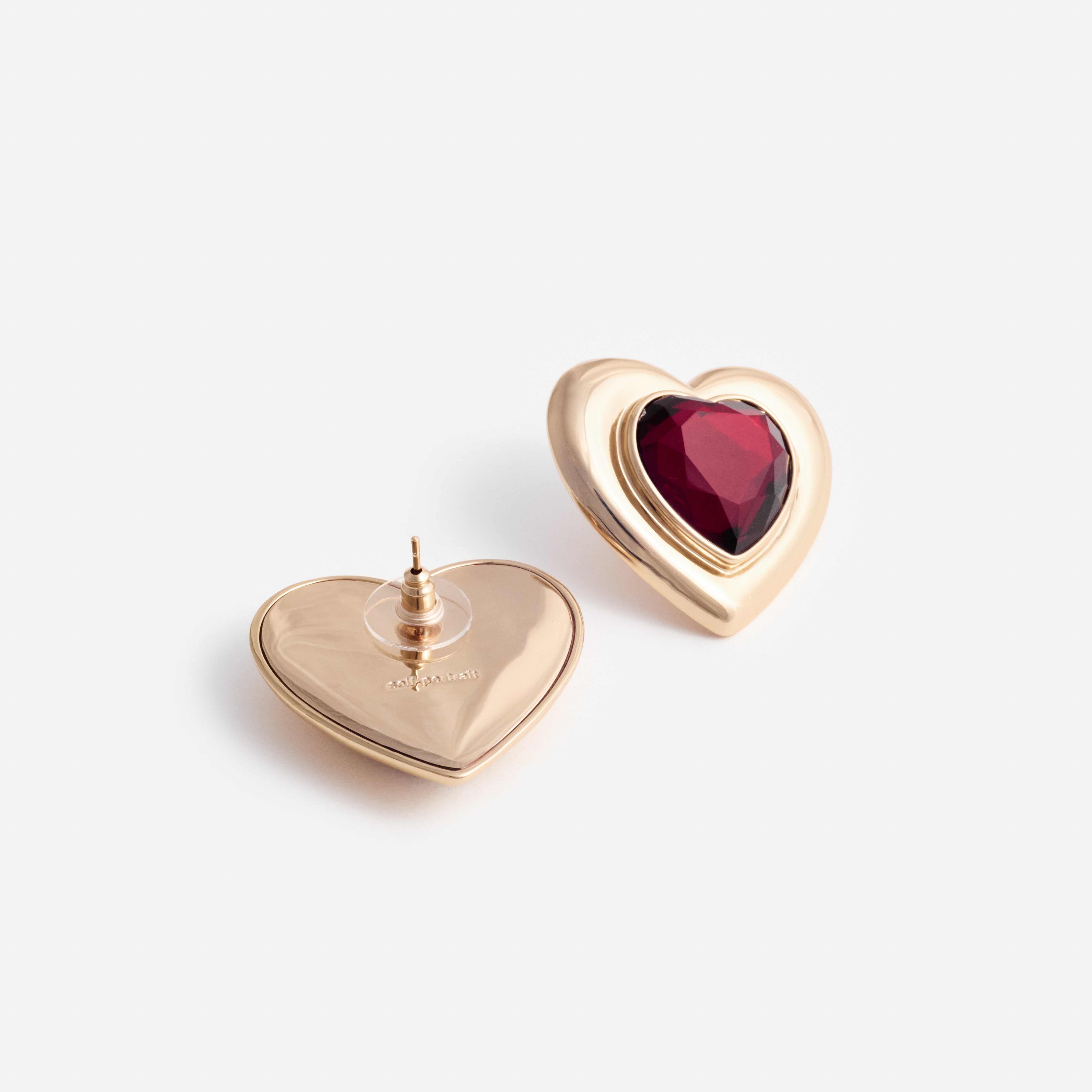 Self Portrait Gold Red Heart Ohrstecker Gold Rot Herz