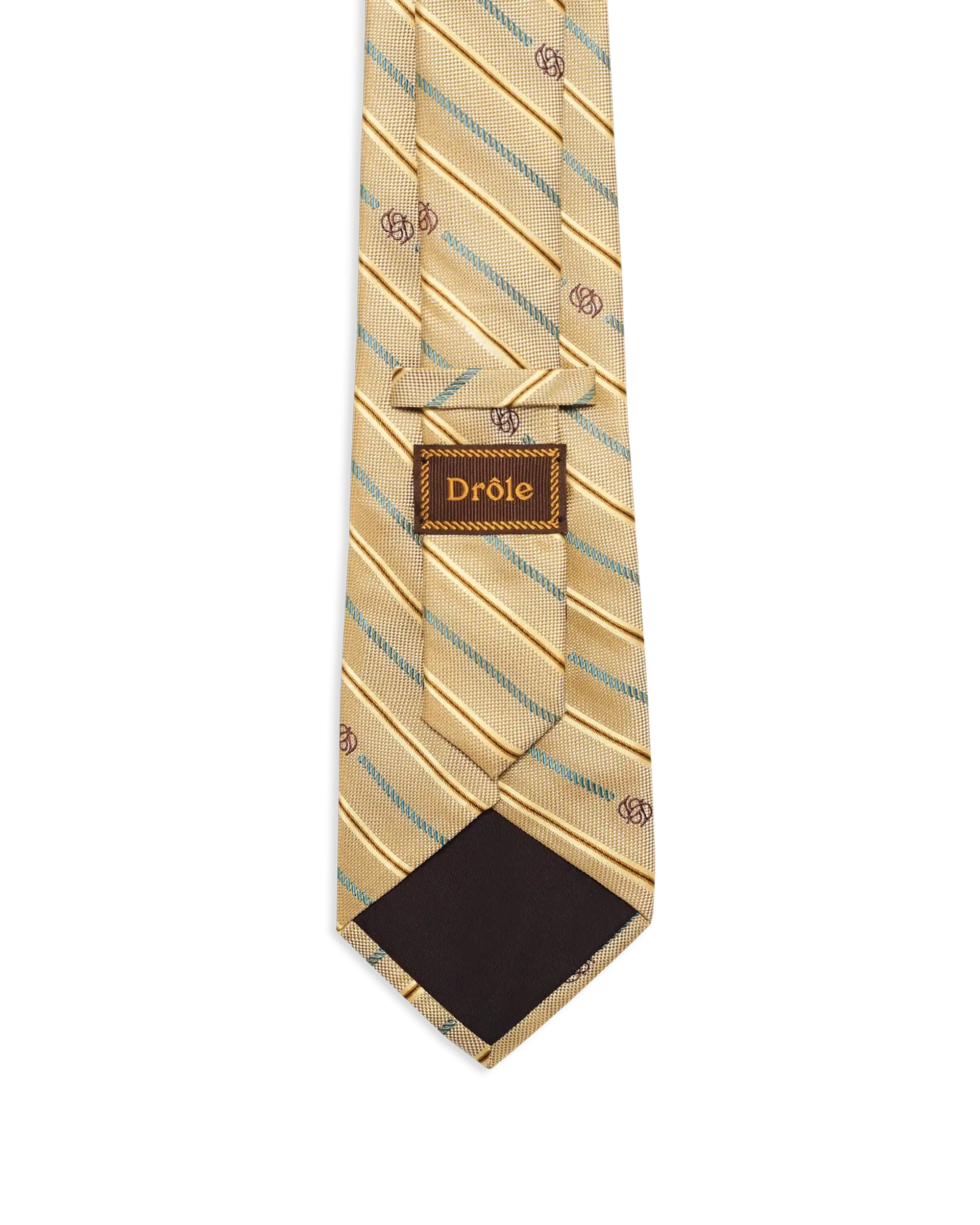 Drôle De Monsieur Cravate Soie Rayée Monogramme Krawatte Dunkelgelb Seide