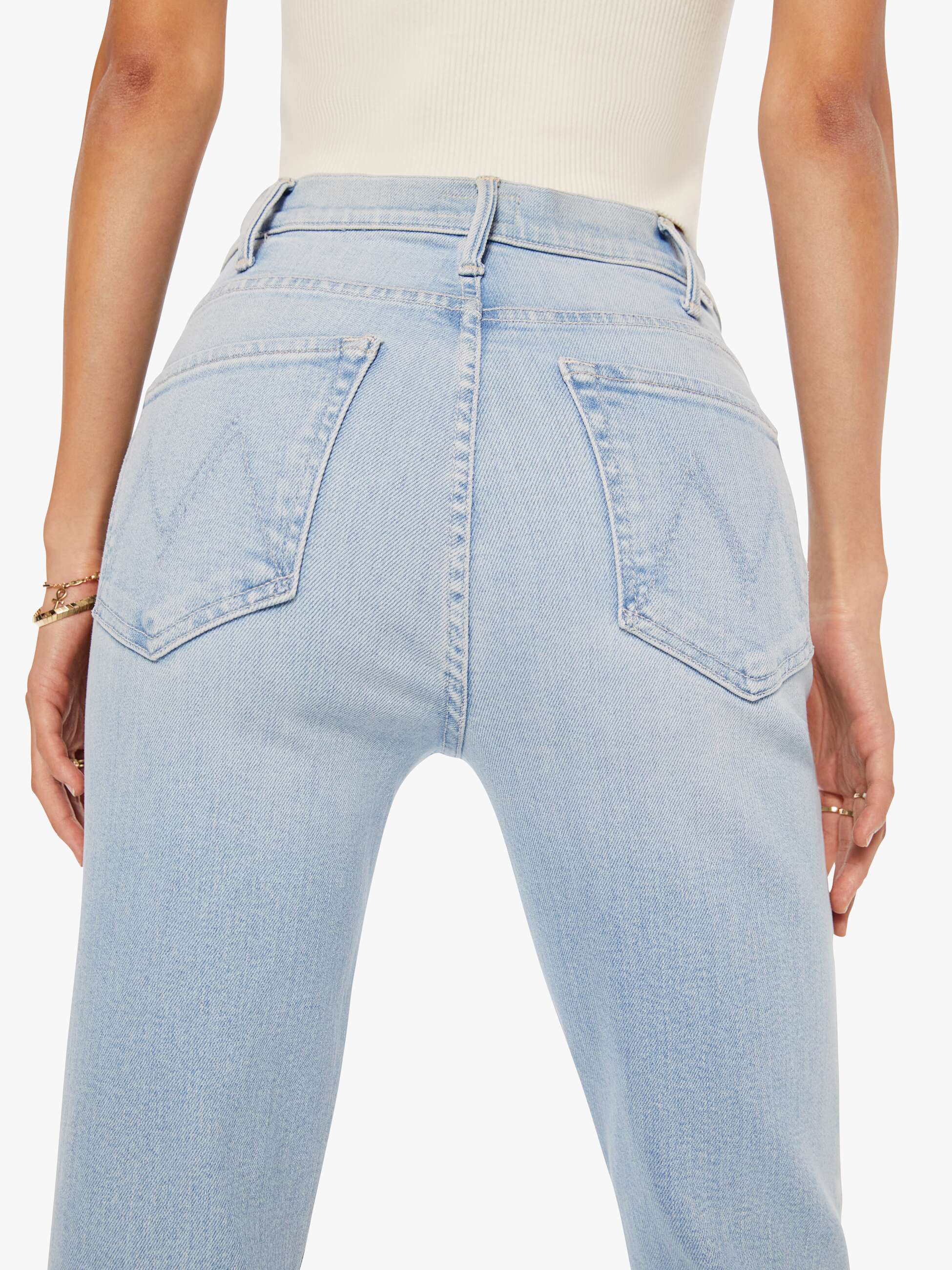Mother Denim Hustler Ankle Fray Jeans Hellblau Ball's Court
