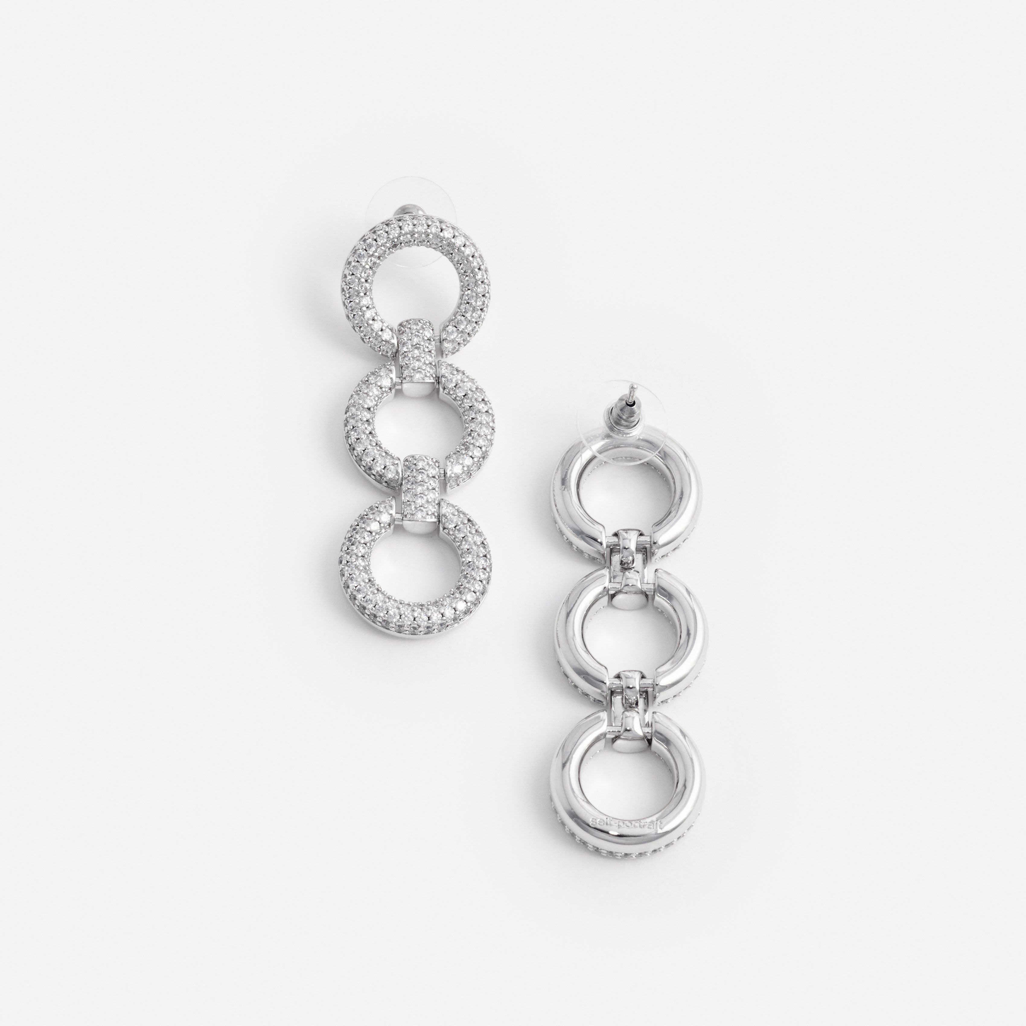 Self Portrait Jewellery Crystal Link Ohrringe Silber Kristall