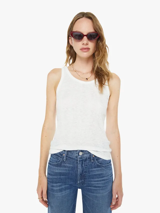 Mother Runner Up Fluff Tanktop Weiß Rippe Damen
