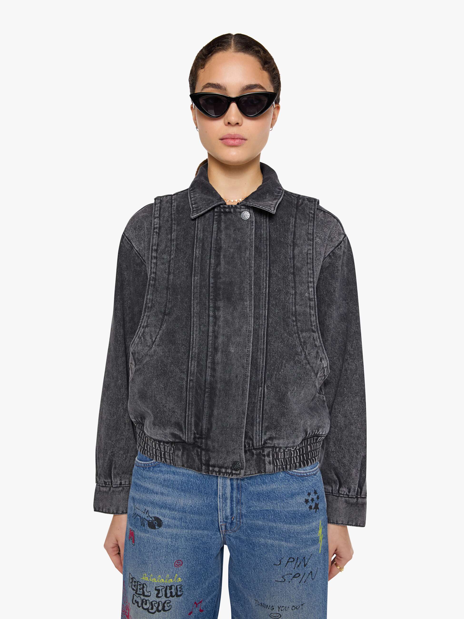 Mother Snacks Wing Ding Denimjacke Burnt Toast Grau Bomber