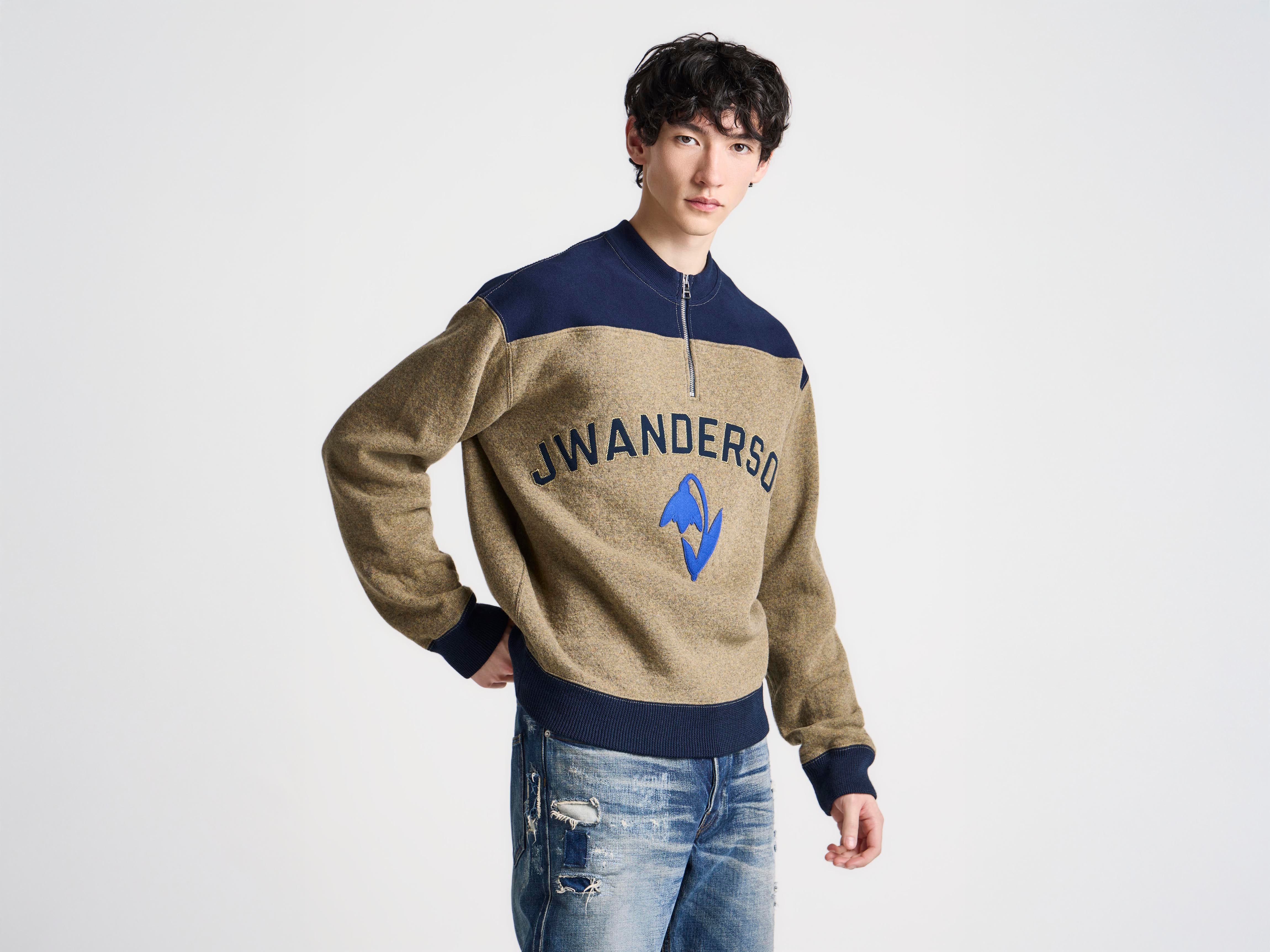 J.W.Anderson Half Zip Sweatshirt Sweatshirt Beige Melange