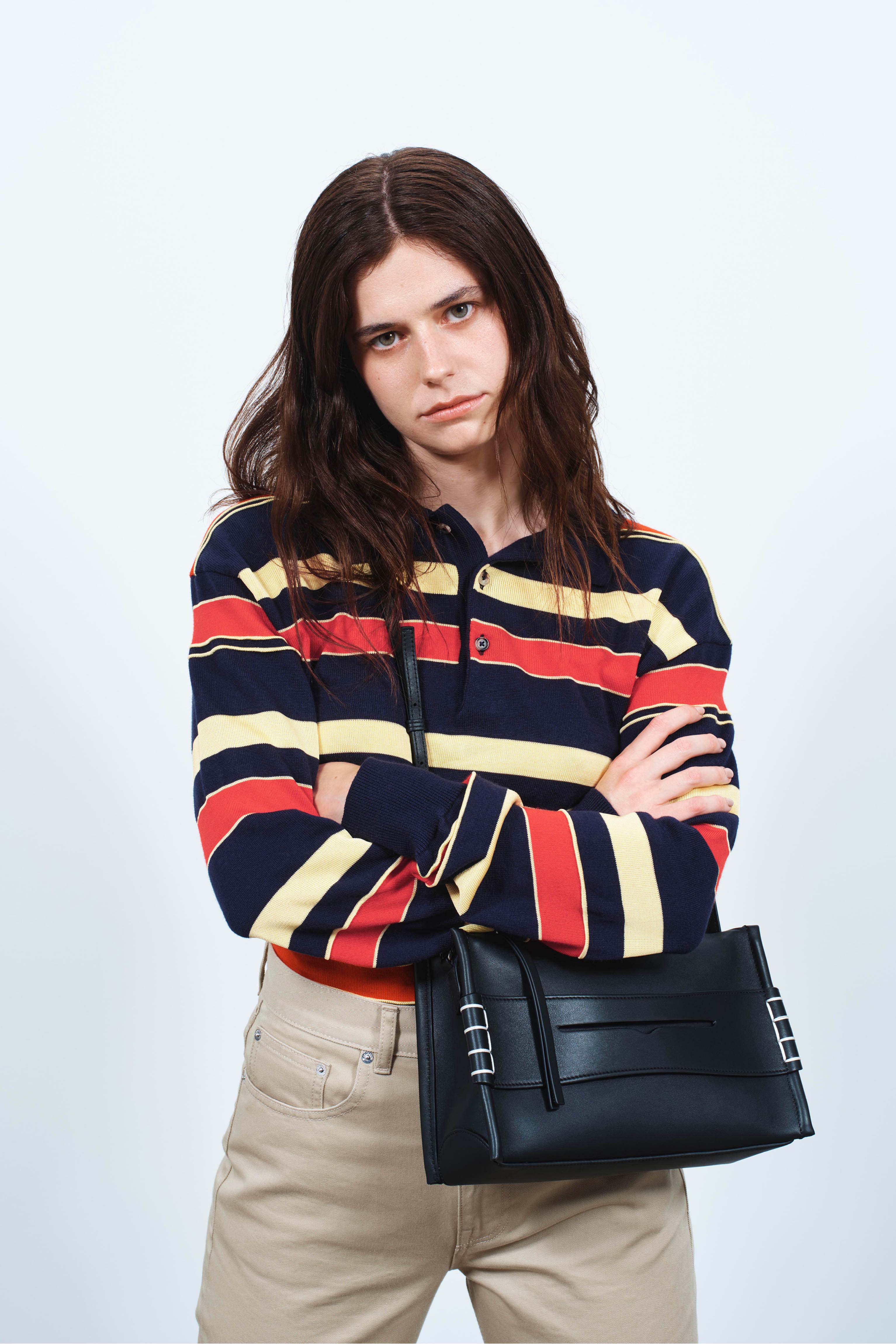J.W.Anderson Striped Rugby Polo Stricktop Navy Damen