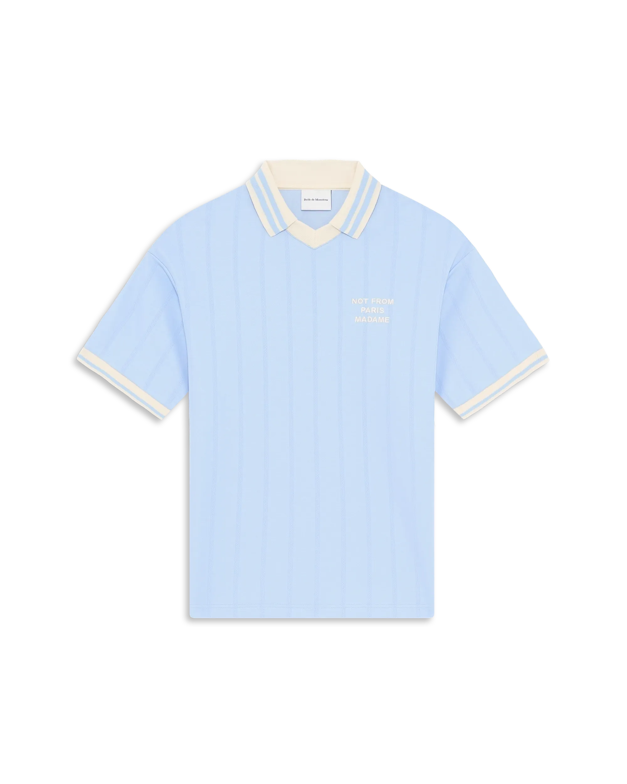 Drôle De Monsieur Slogan PoloShirt Polo Hellblau Baumwolle Stickerei