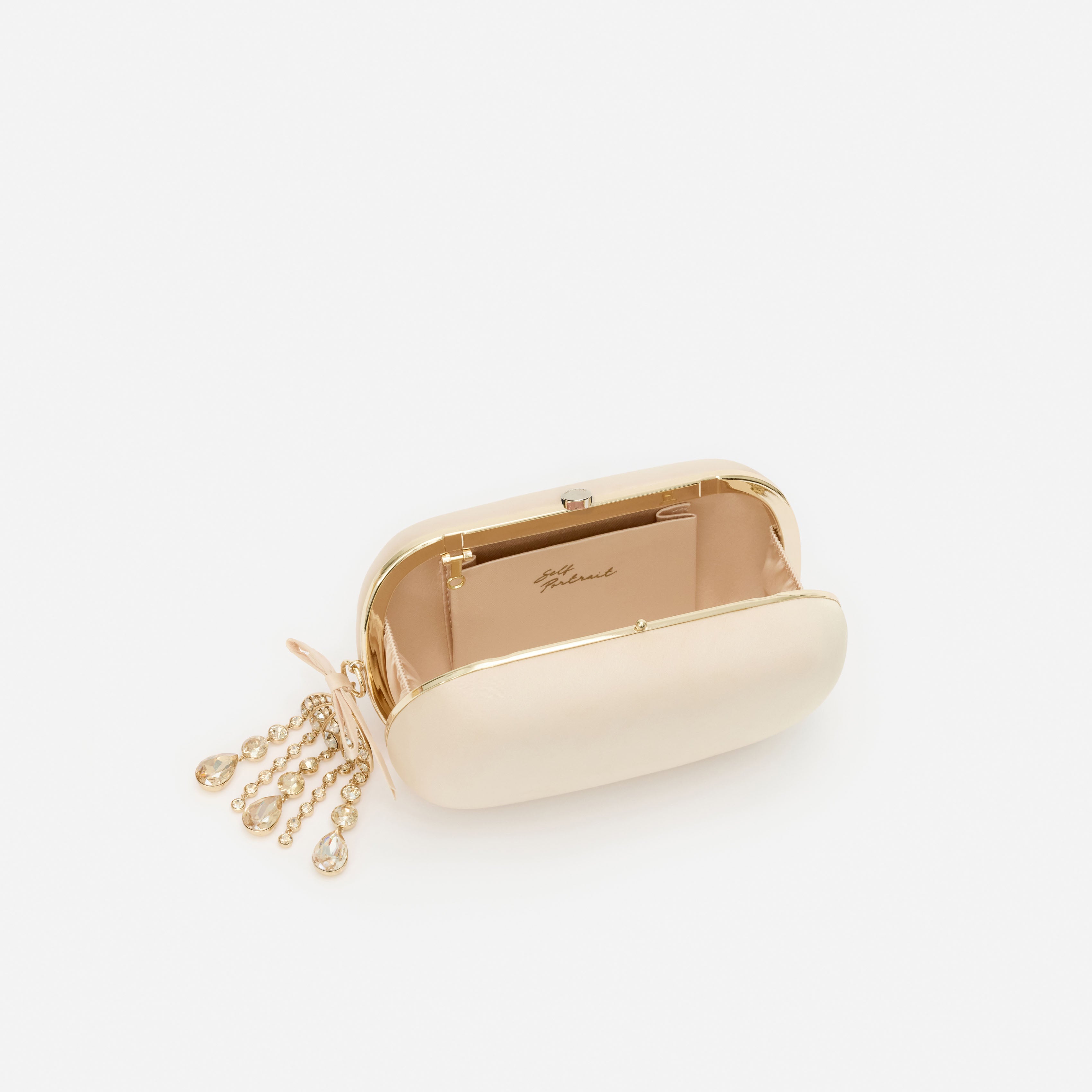 Self Portrait Champagne Satin Clutch Champagner Tasche