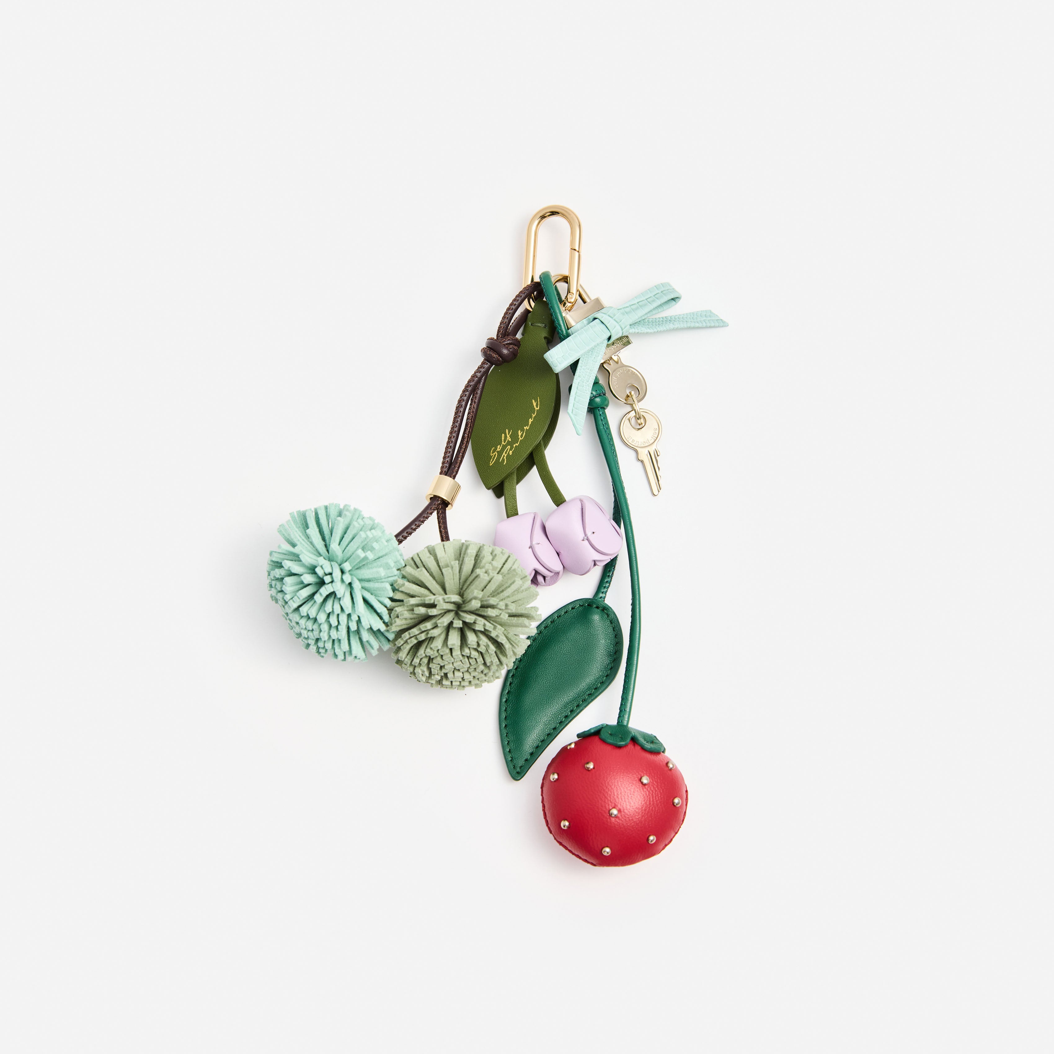Self Portrait Pompom Flower Bag Charm Leder Multi