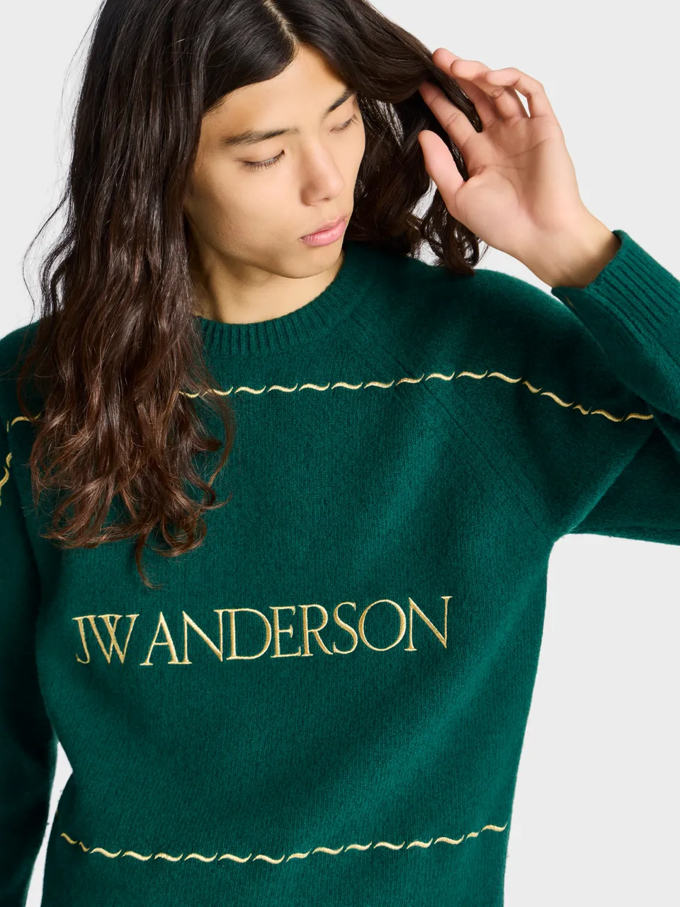 J.W.Anderson Knitted Logo Jumper Pine Wollpullover