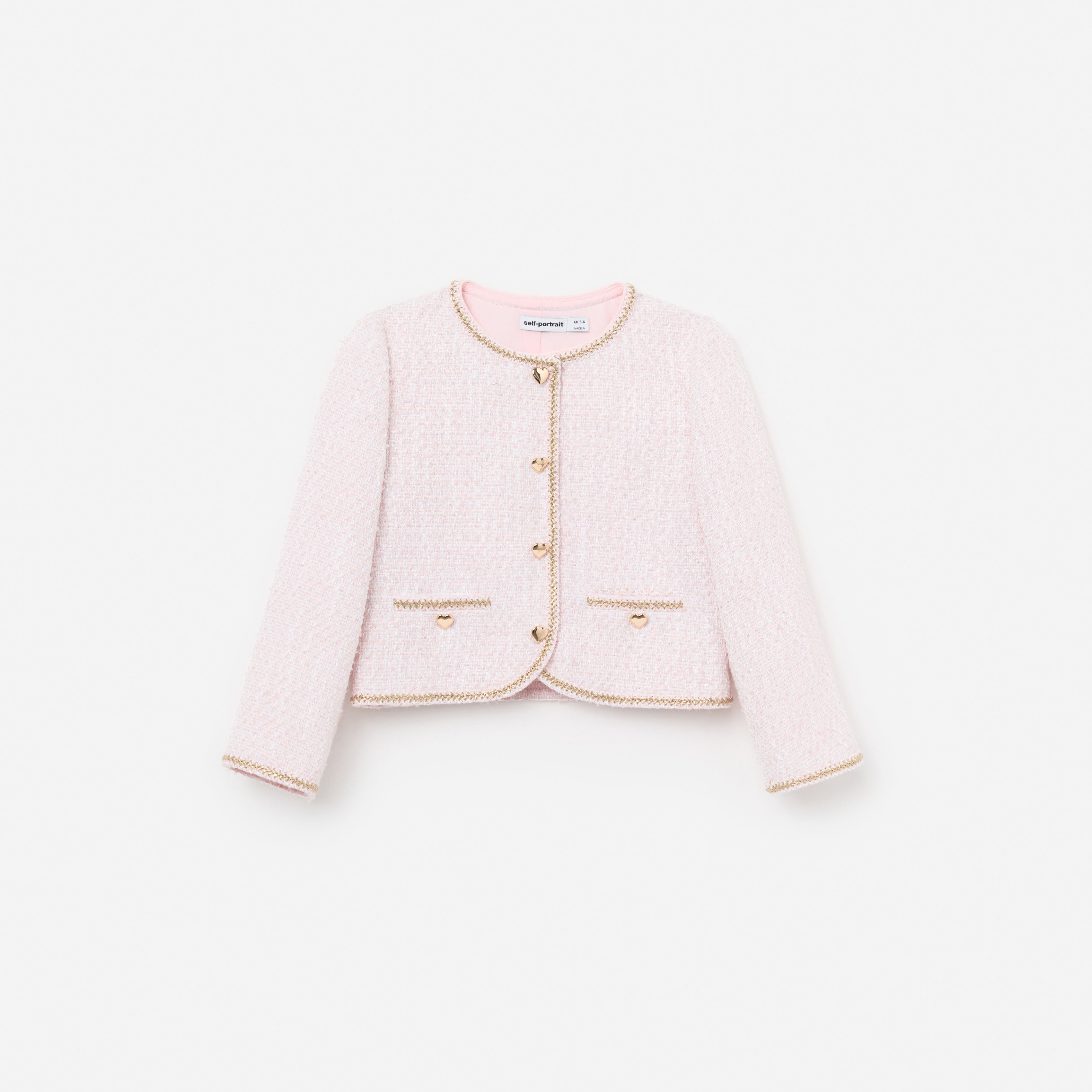 Self Portrait Pink Boucle Braided Trim Jacket rosa Kinder