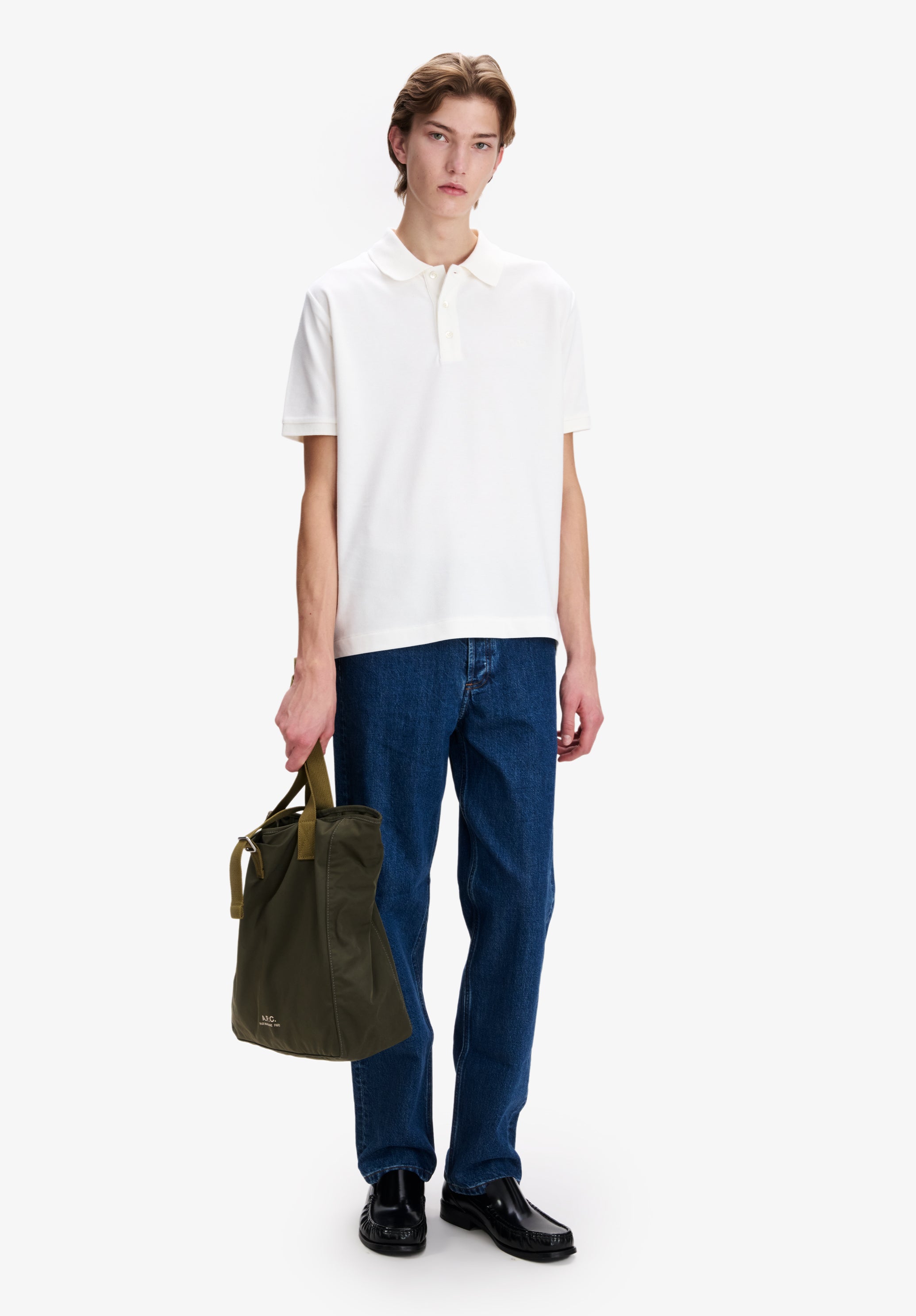 A.P.C. Polohemd Baumwollpiqué Weiss Bio-Baumwolle