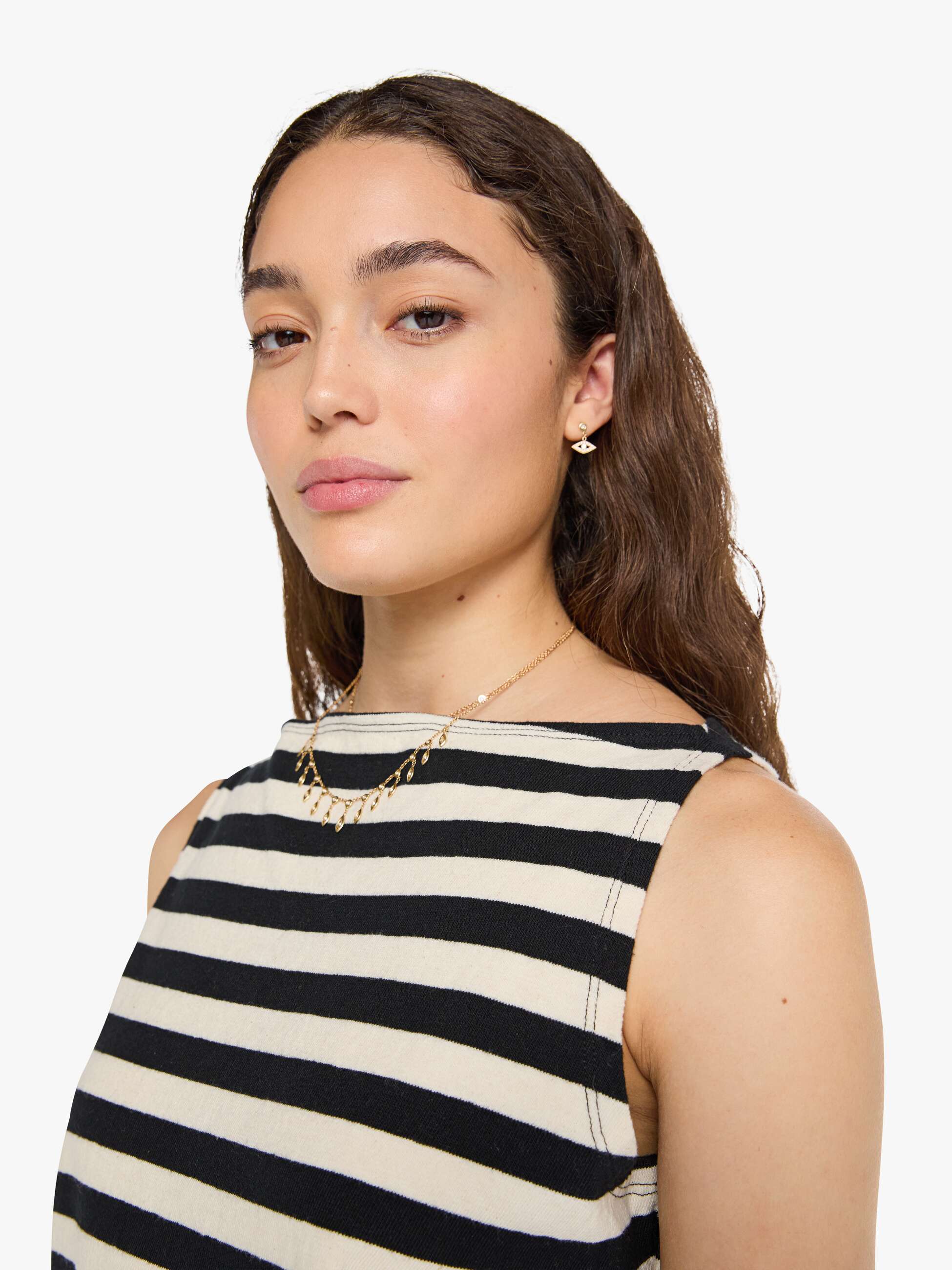 Mother Tees The Even Keel Top Schwarz Natur Streifen