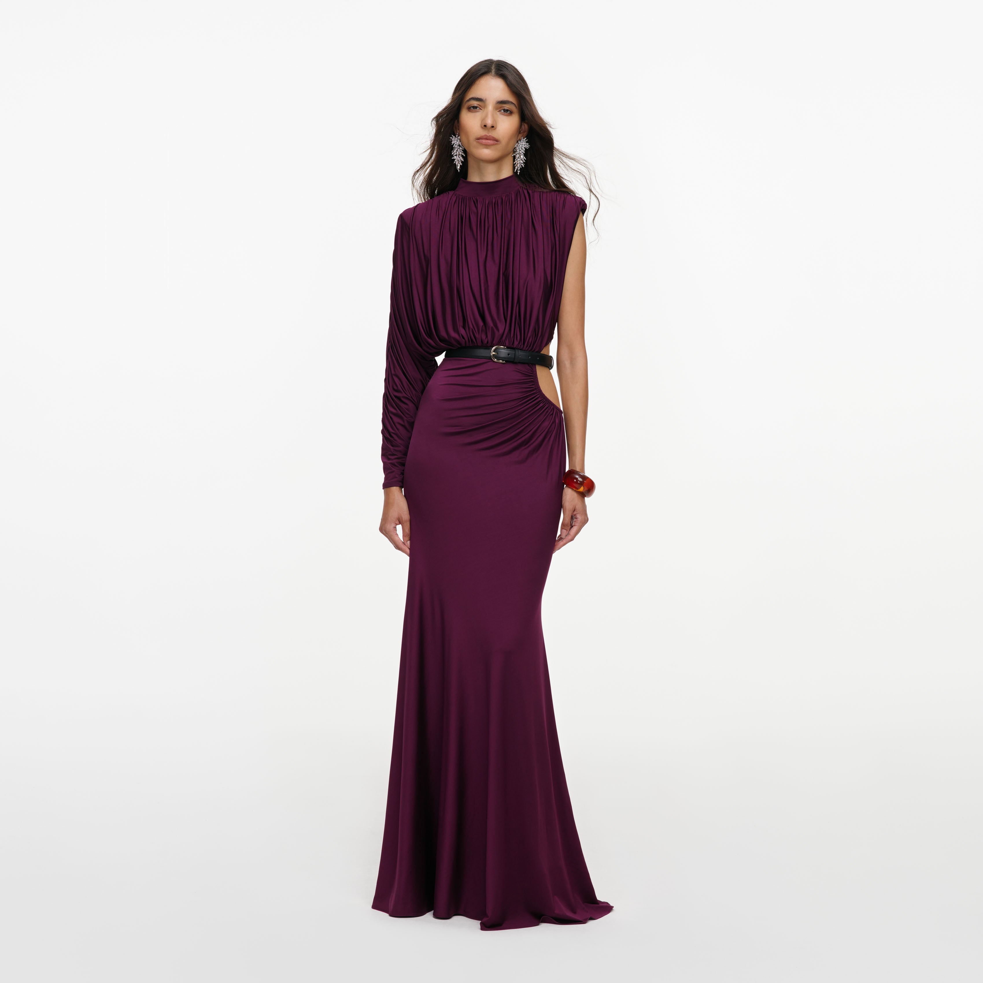 Self Portrait Dresses Purple Jersey Maxi Dress Lila Cut-out