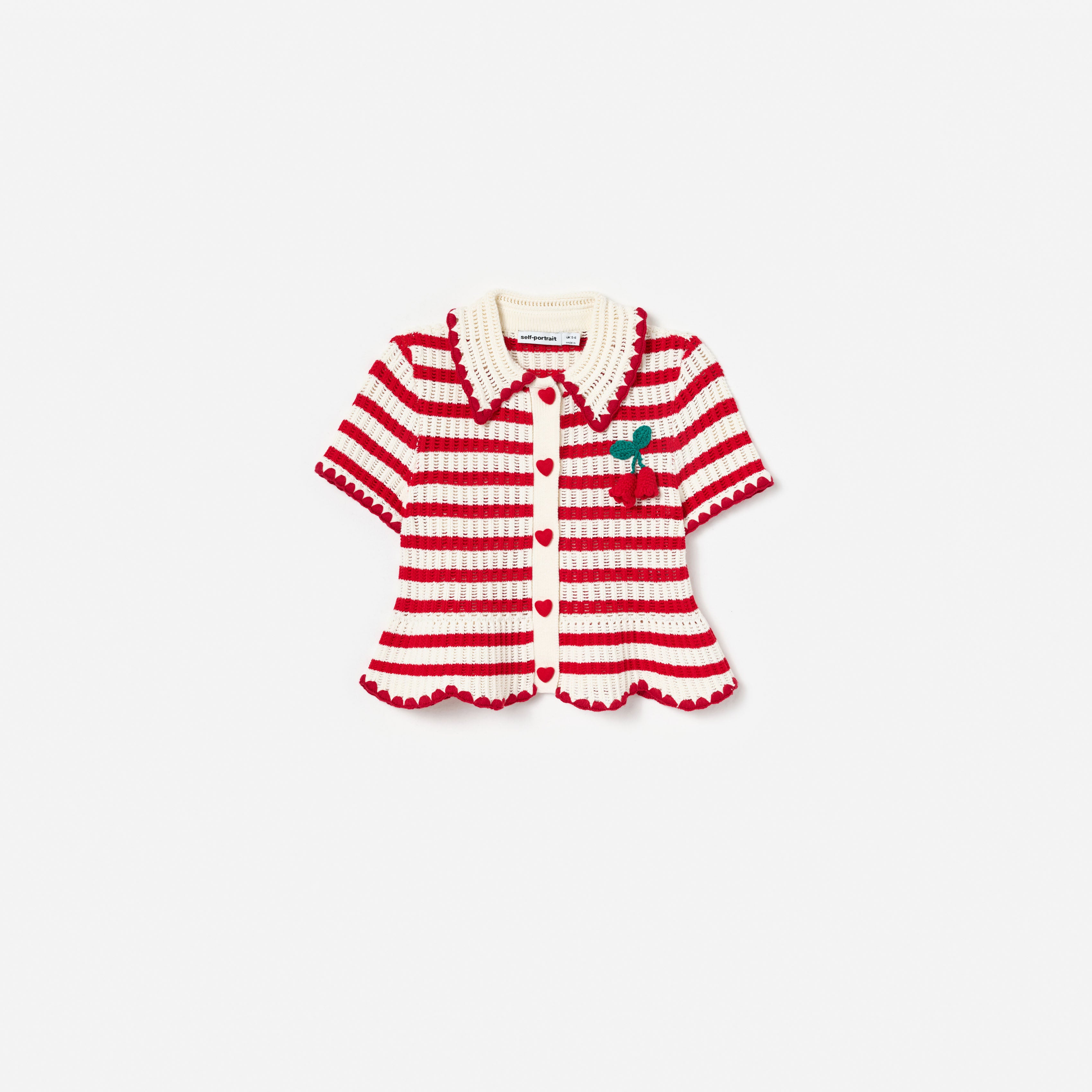 Self Portrait Cream Red Stripe Knitted Top Creme Kinder