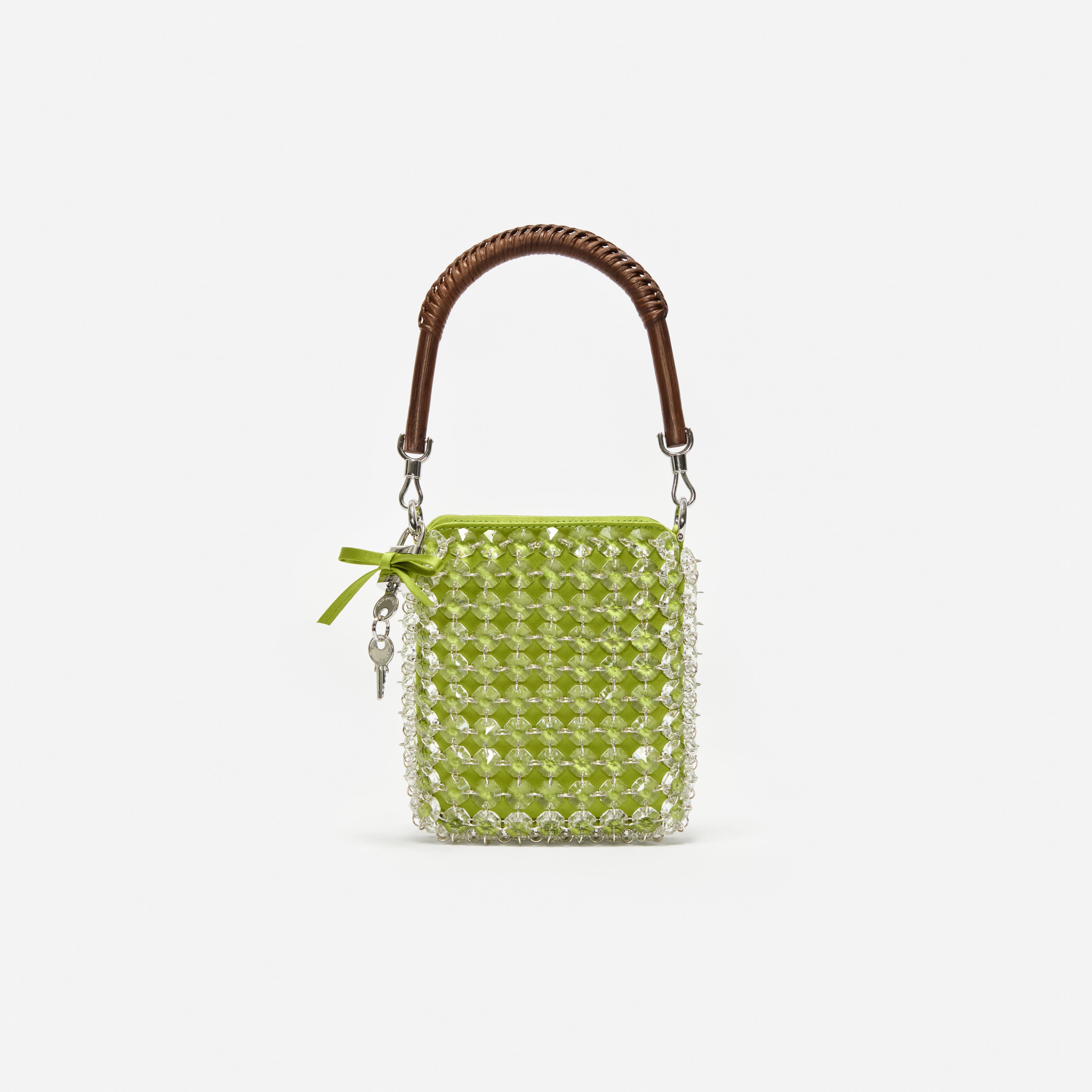 Self Portrait Green Crystal Mini Tote Tasche Grün
