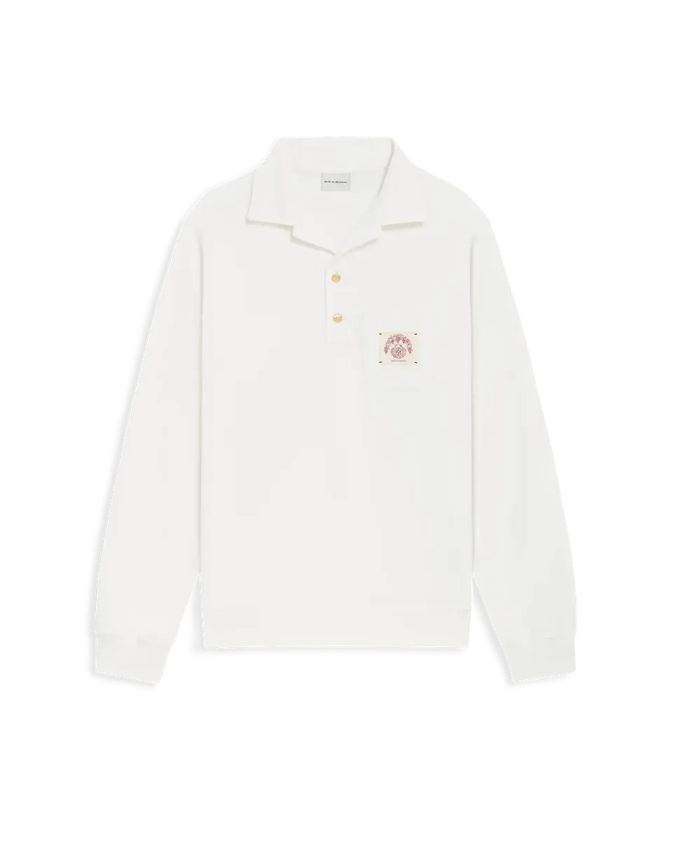 Drôle De Monsieur Polo D Miroir Shell Poloshirt Off-White Langarm Baumwolle