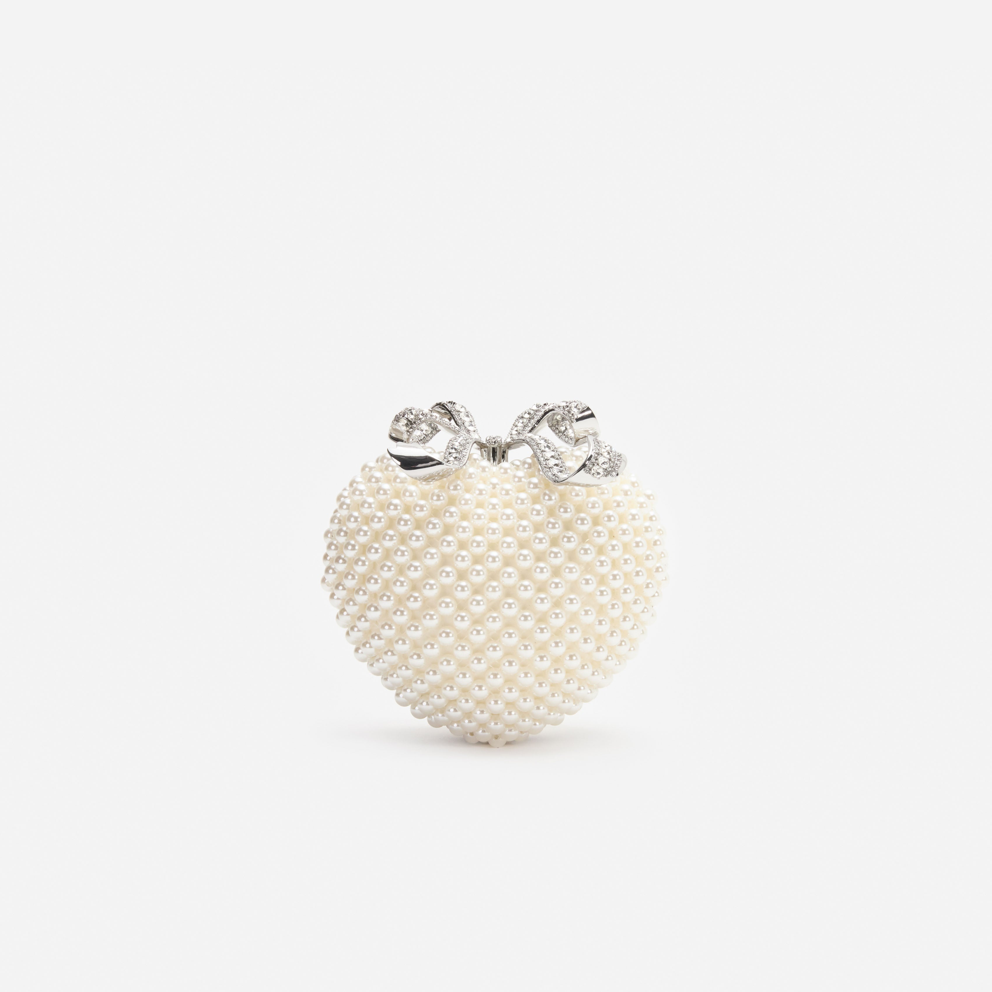 Self Portrait Pearl Heart Clutch Creme Perlen One Size