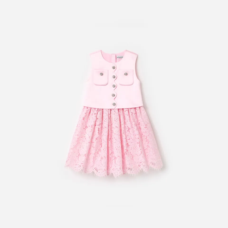 Self Portrait Satin Lace Kinderkleid Rosa Gr. 7/8