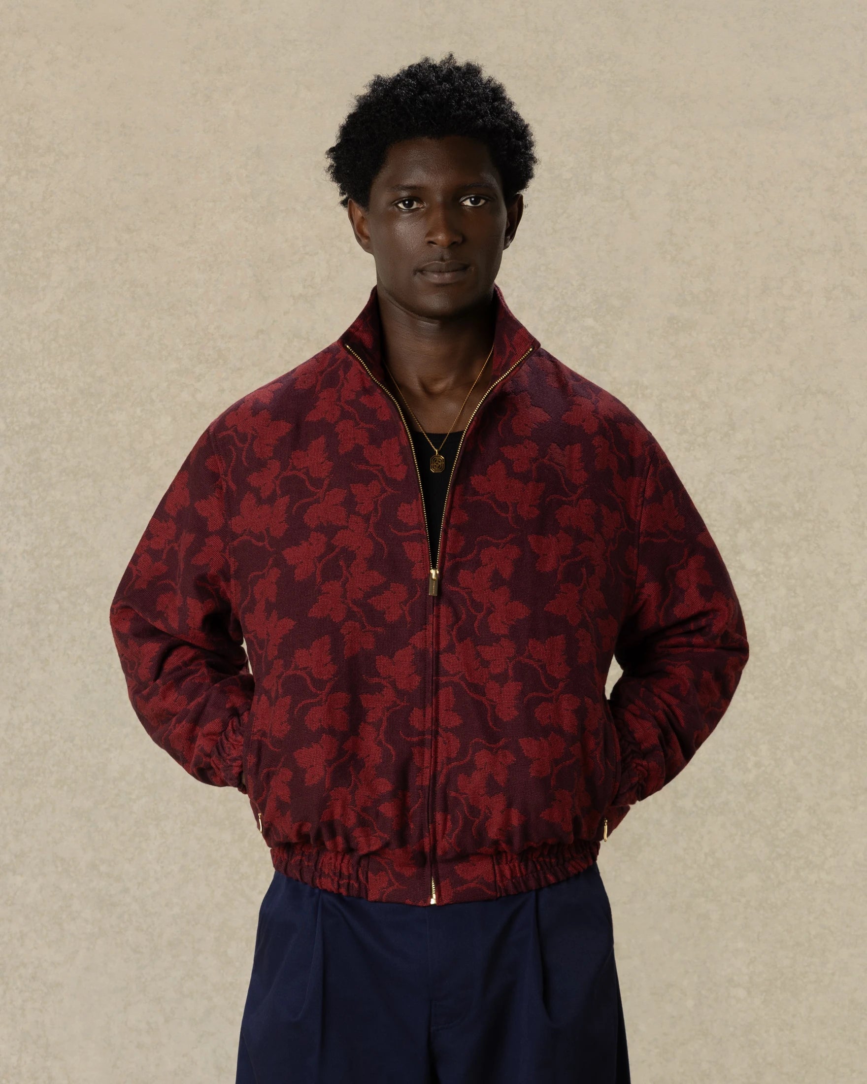 Drôle De Monsieur Vine Leaf Track Jacket Trainingsjacke Bordeaux