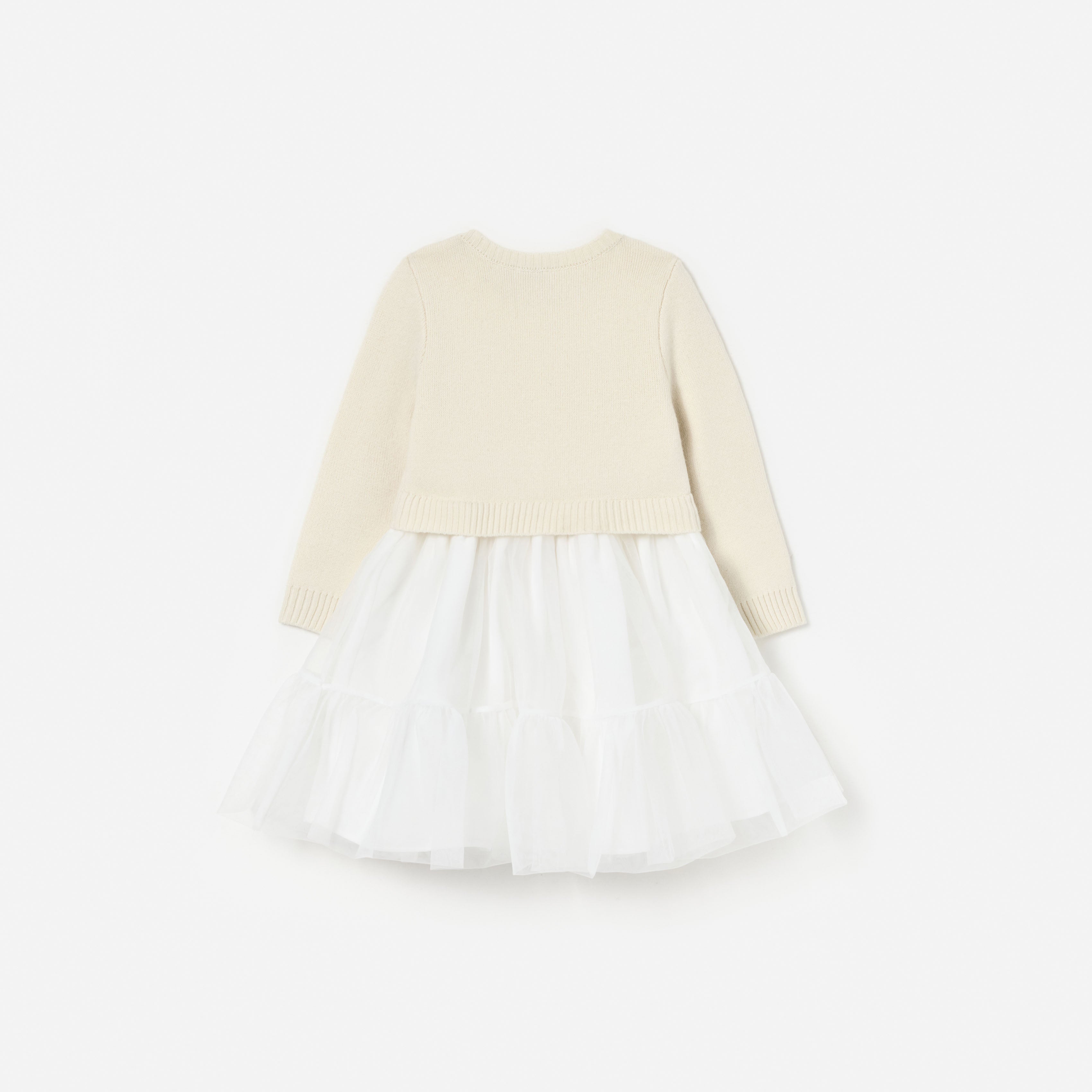 Self Portrait Cream Tulle Knit Kinderkleid Creme Merinowolle