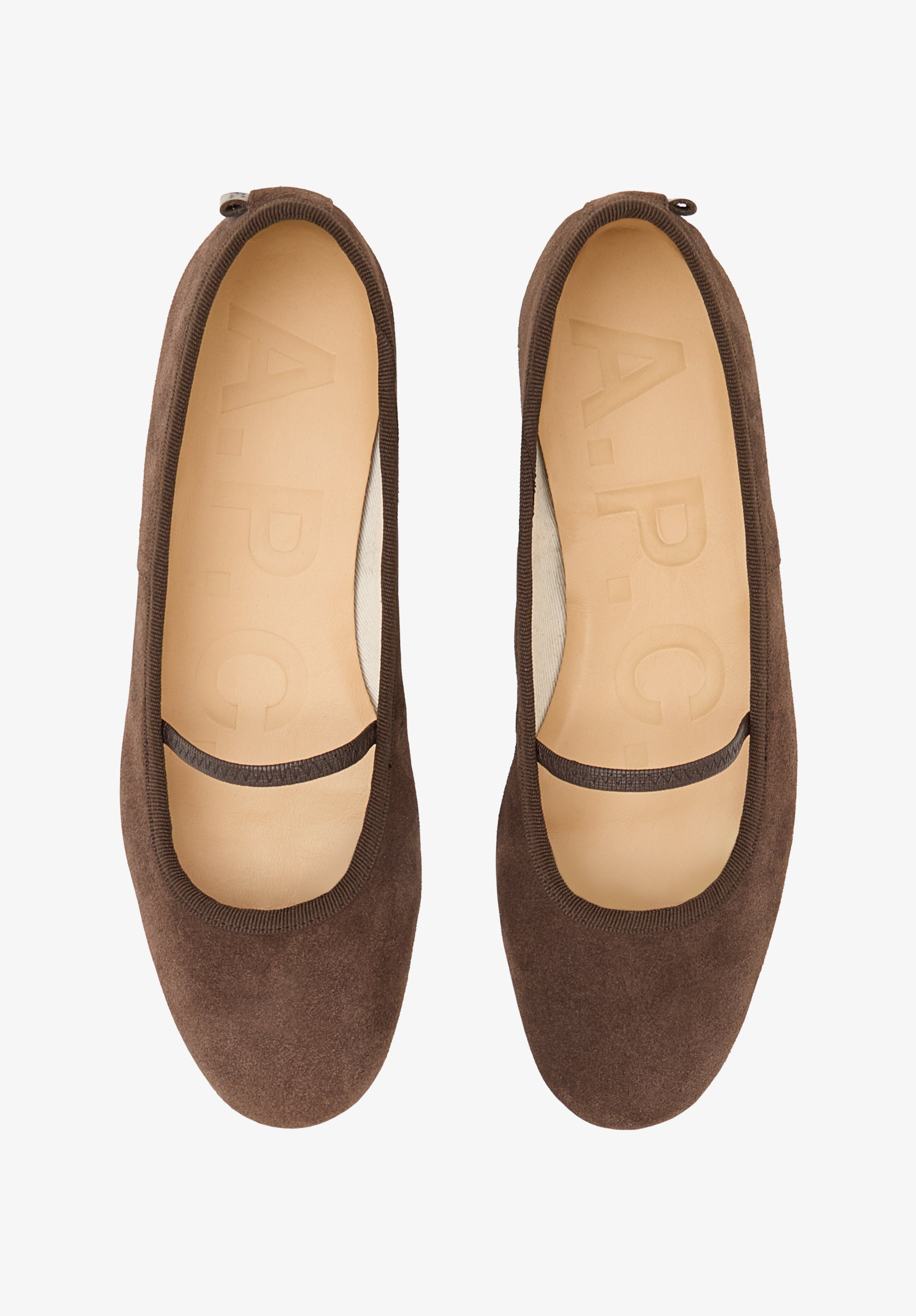 A.P.C. Ballerinas Spaltleder Wildleder Gr. 38 runde Kappe