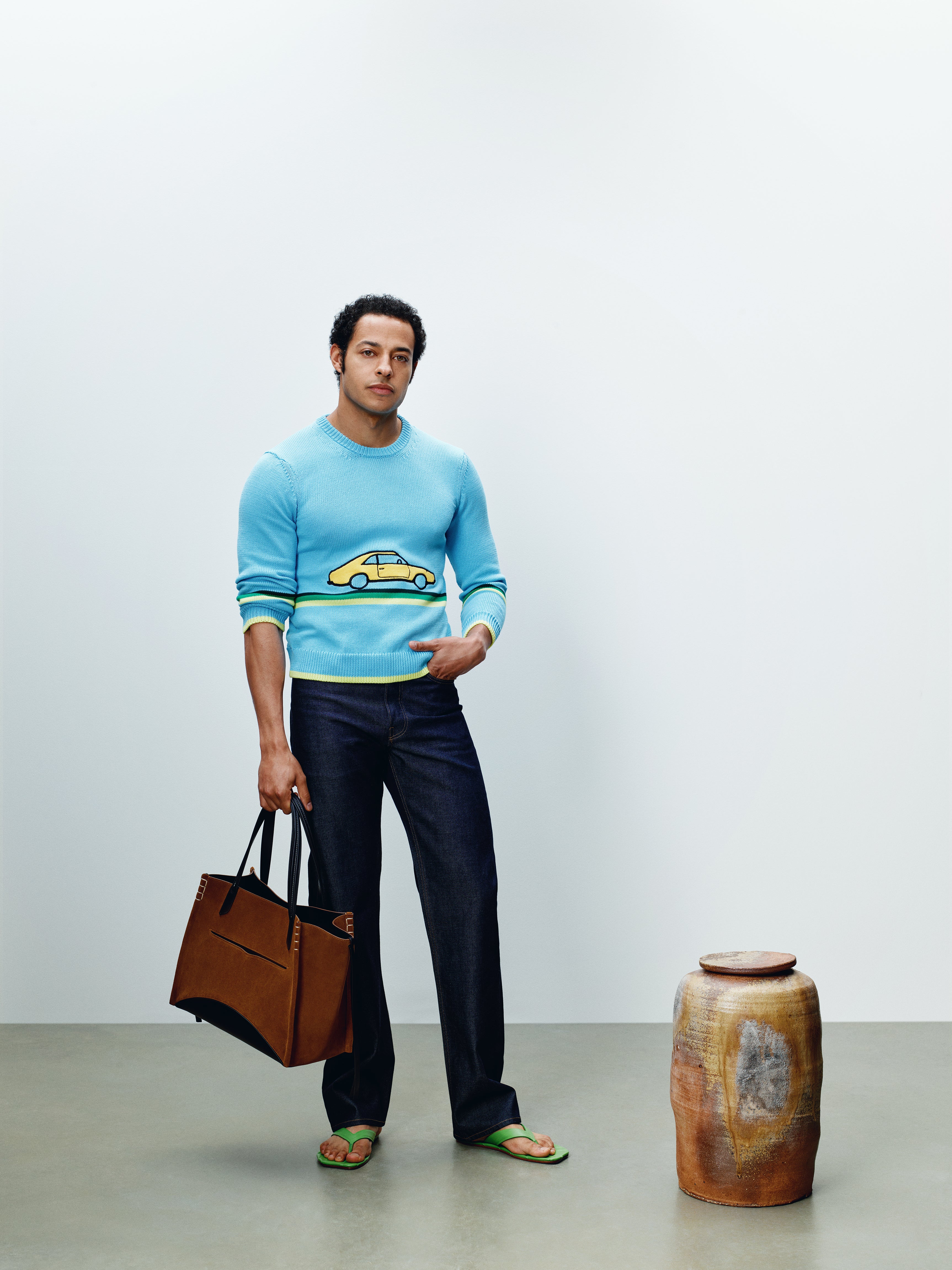 J.W.Anderson Car Jumper Pullover Hellblau Baumwolle