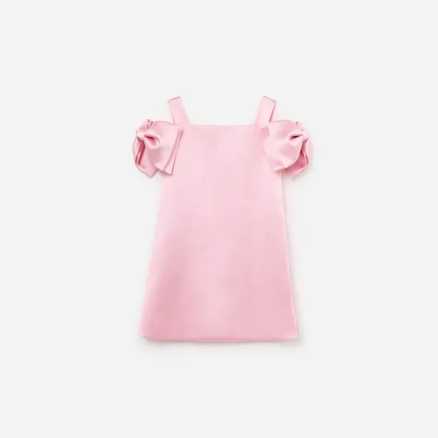 Self Portrait Pink Satin Bow Kinderkleid Rosa Satin