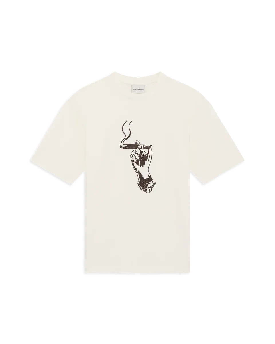 Drôle De Monsieur Cuba T-Shirt Off-White Baumwolle Stick
