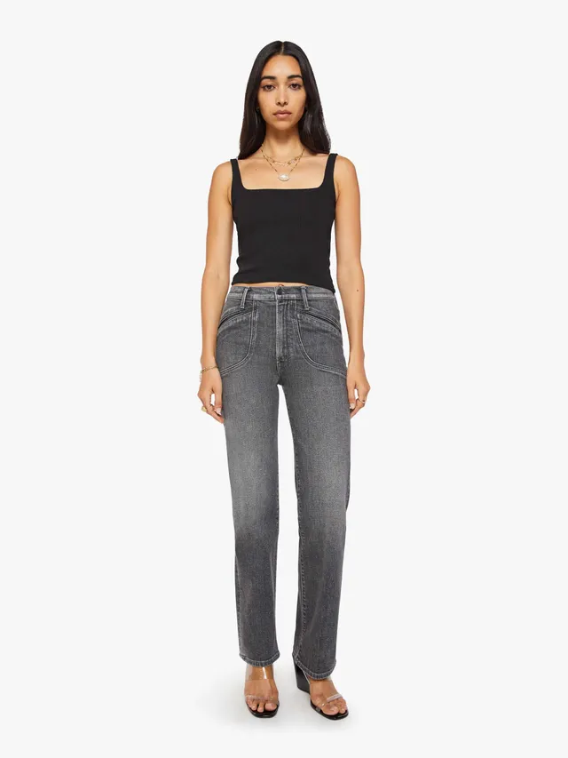 Mother The Rambler Utility Sneak Jeans Grau High Rise Straight