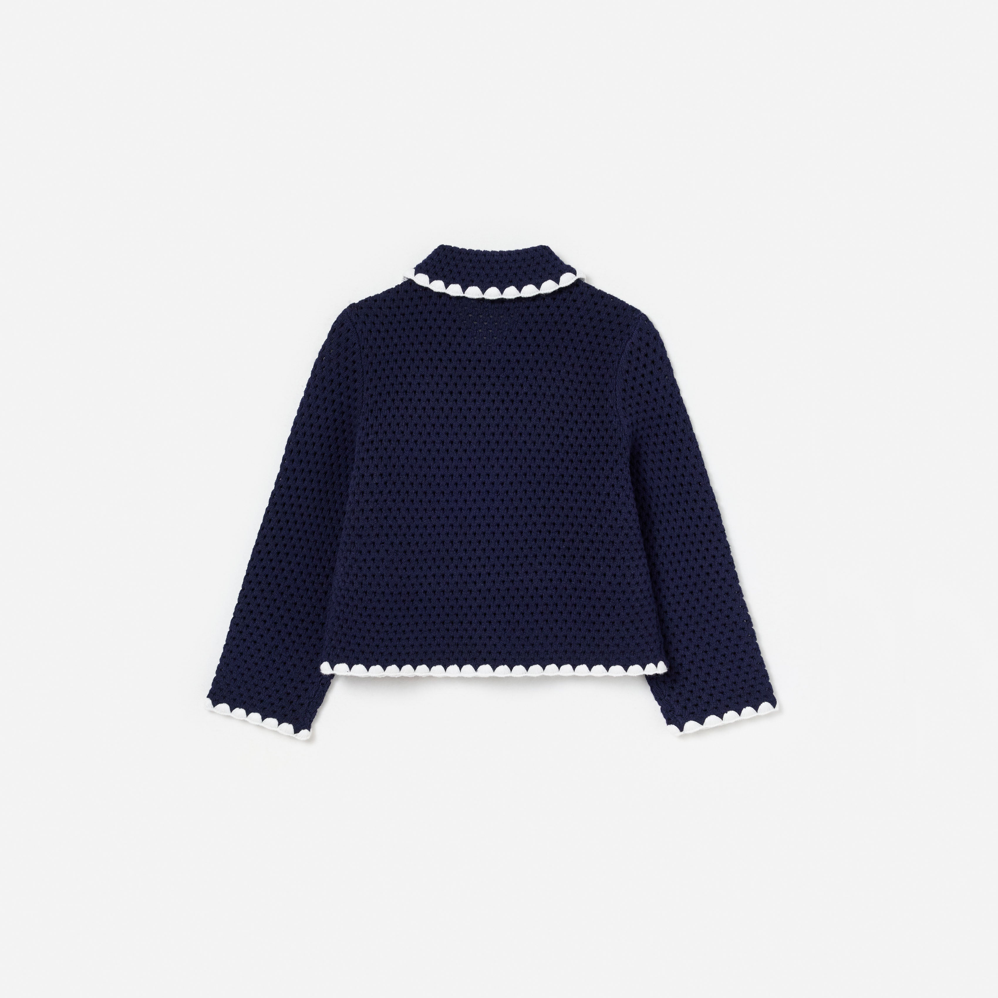 Self Portrait Knitwear Navy Crochet Cardigan Strickjacke Blau