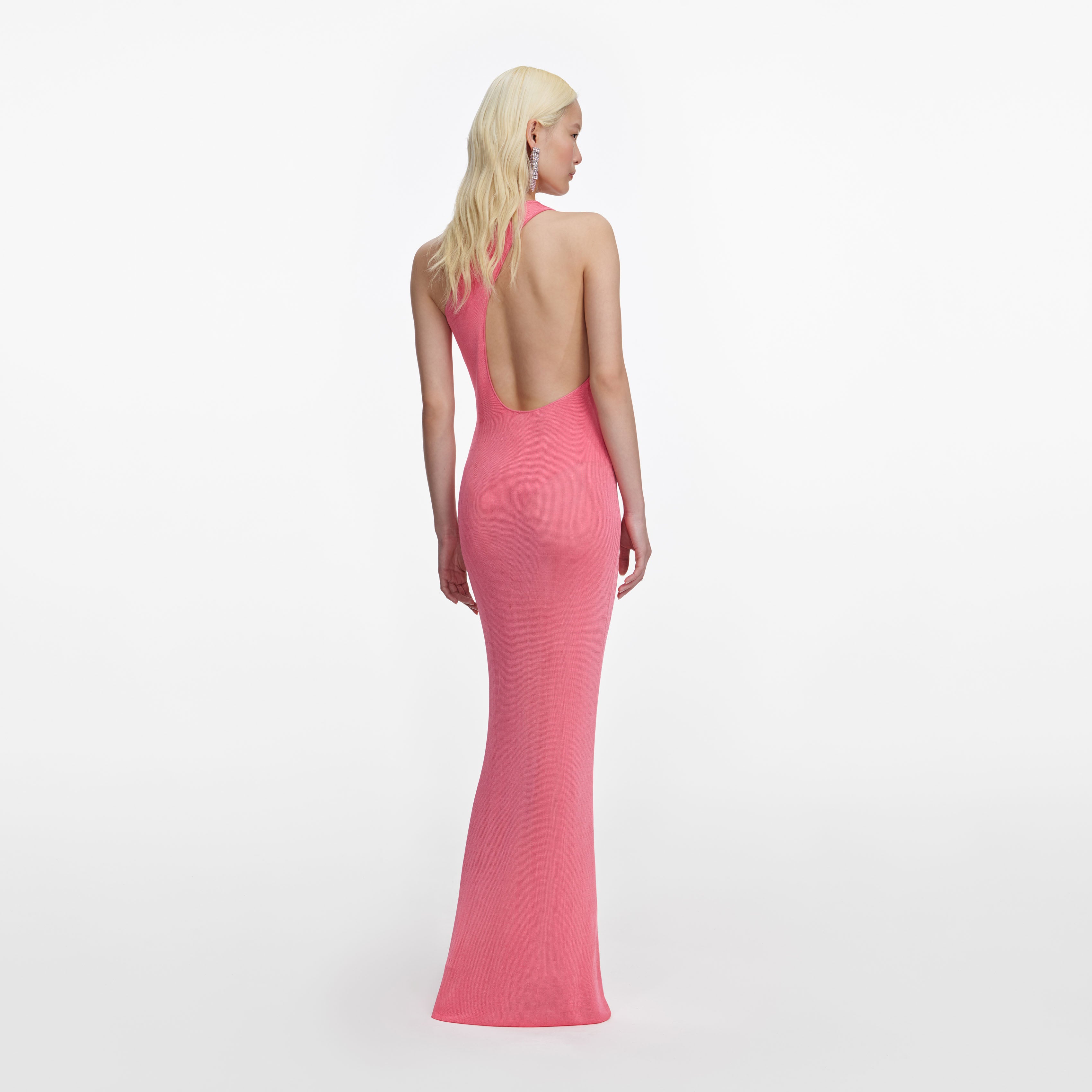 Self Portrait One Shoulder Maxikleid Pink Viskose rückenfrei