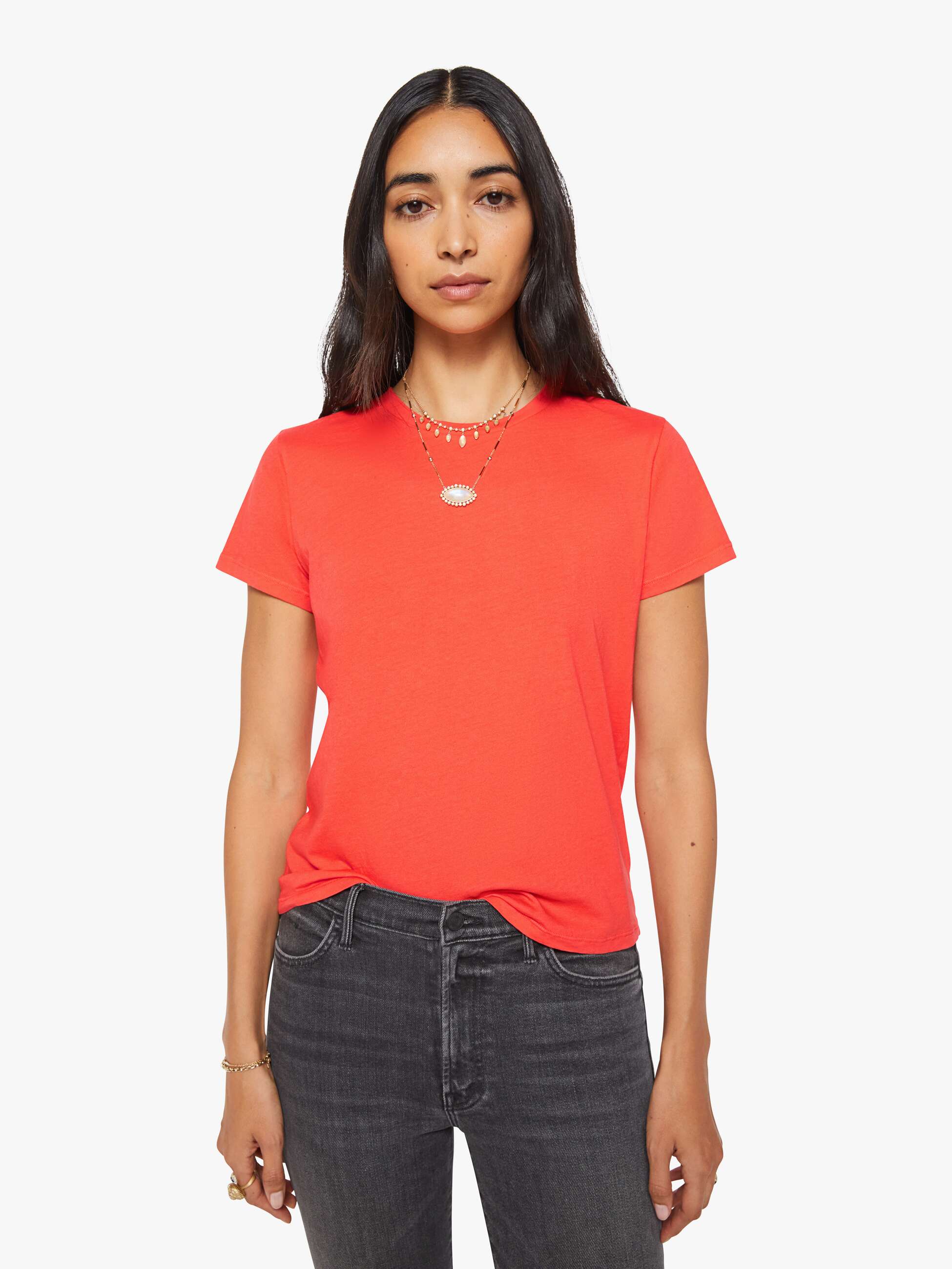 Mother Lil Goodie Goodie Mandarin Red T-Shirt Supima Orange