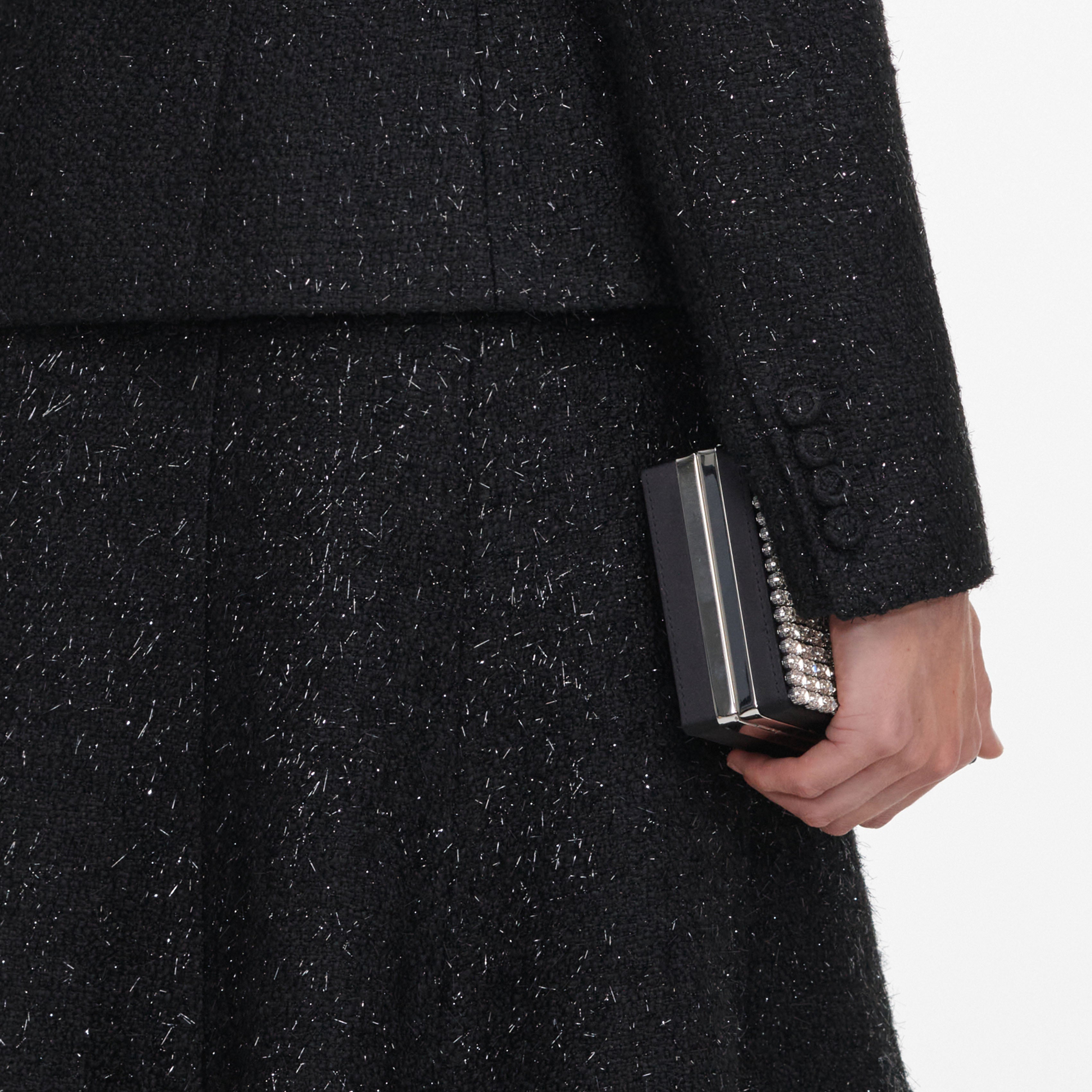 Self Portrait Black Boucle Midikleid Schwarz Metallic Taschen