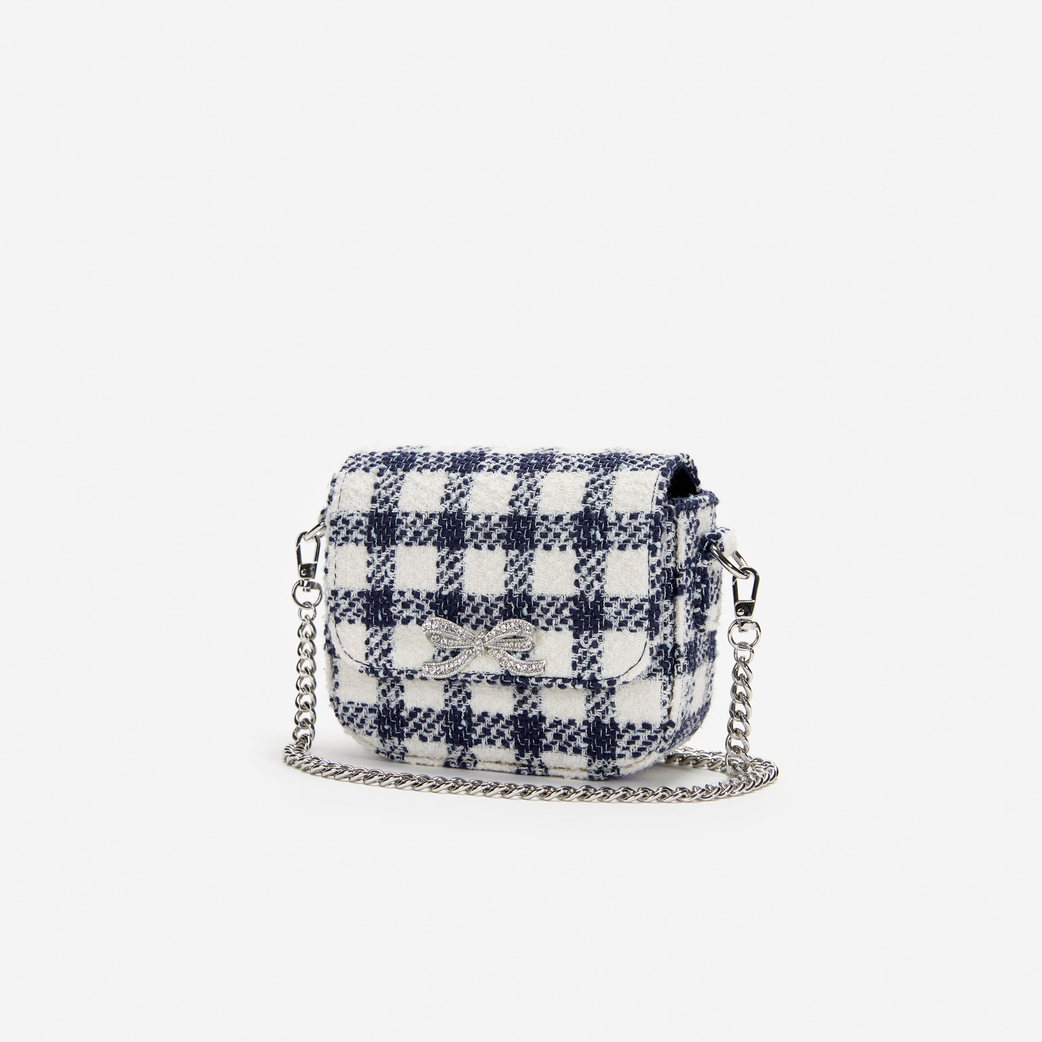 Self Portrait Handbags Navy Check Boucle Tasche navy kariert