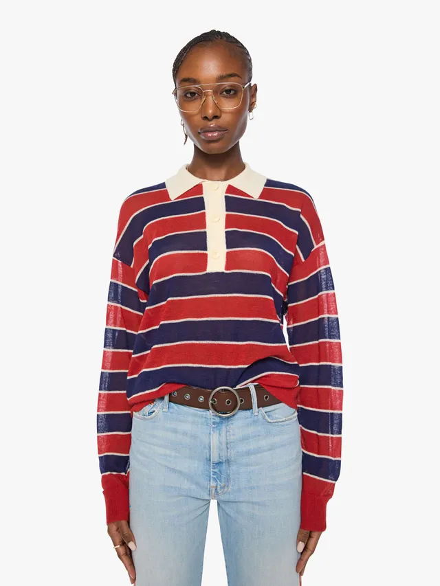Mother Sweaters The Biggie Raquette Pullover Rot-Blau Wolle