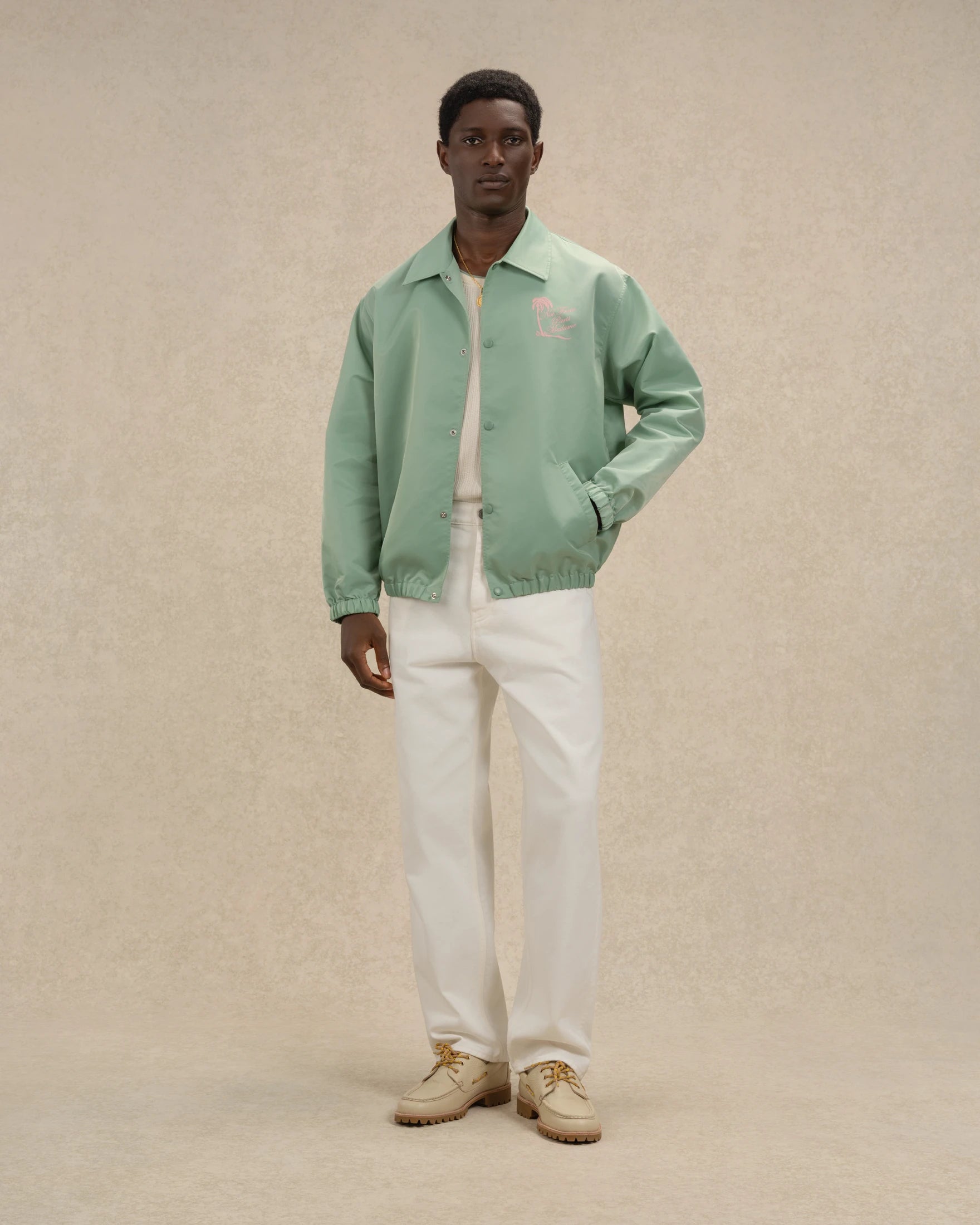 Drôle de Monsieur K-JT277 Jacke Water Green Nylon Slogan