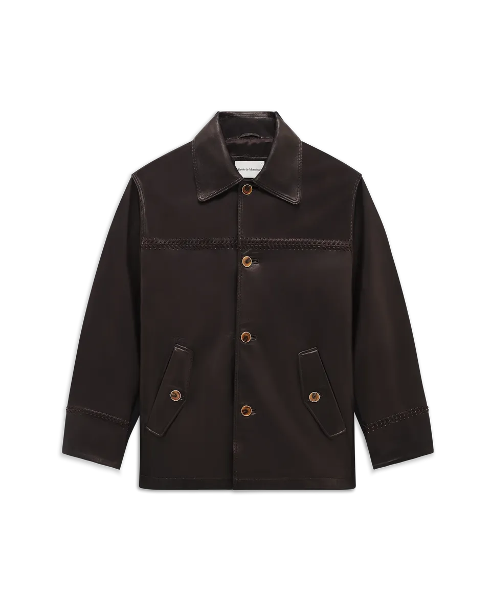Drôle De Monsieur Safari Lederjacke dunkelbraun Leder
