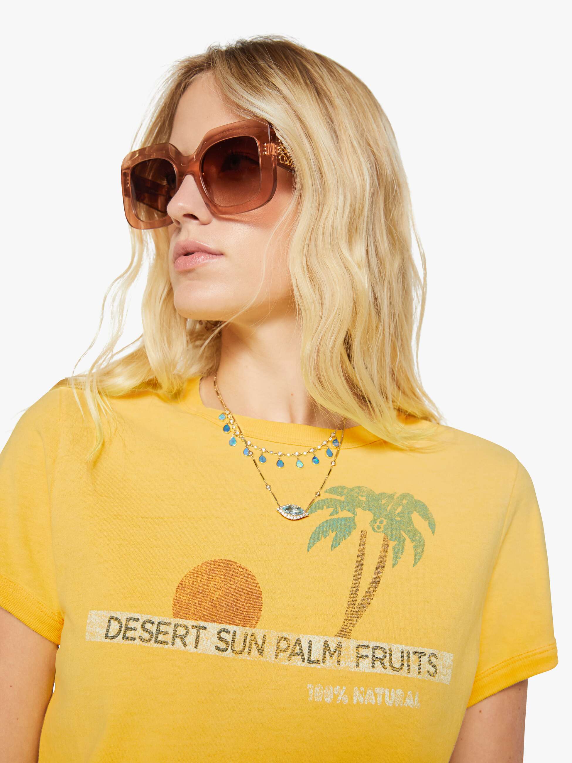 Mother The Itty Bitty Ringer T-Shirt Desert Sun Palm