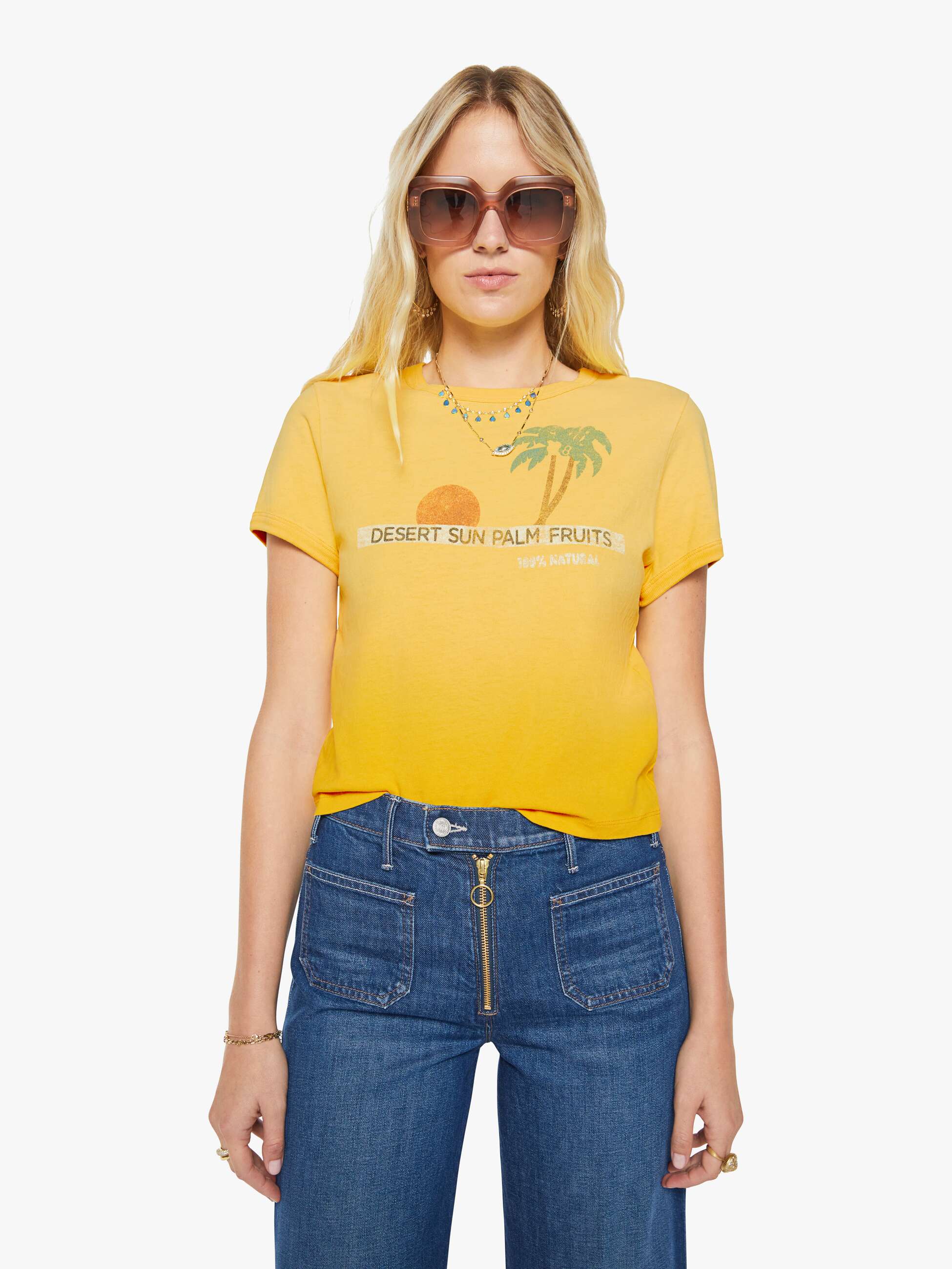 Mother The Itty Bitty Ringer T-Shirt Desert Sun Palm