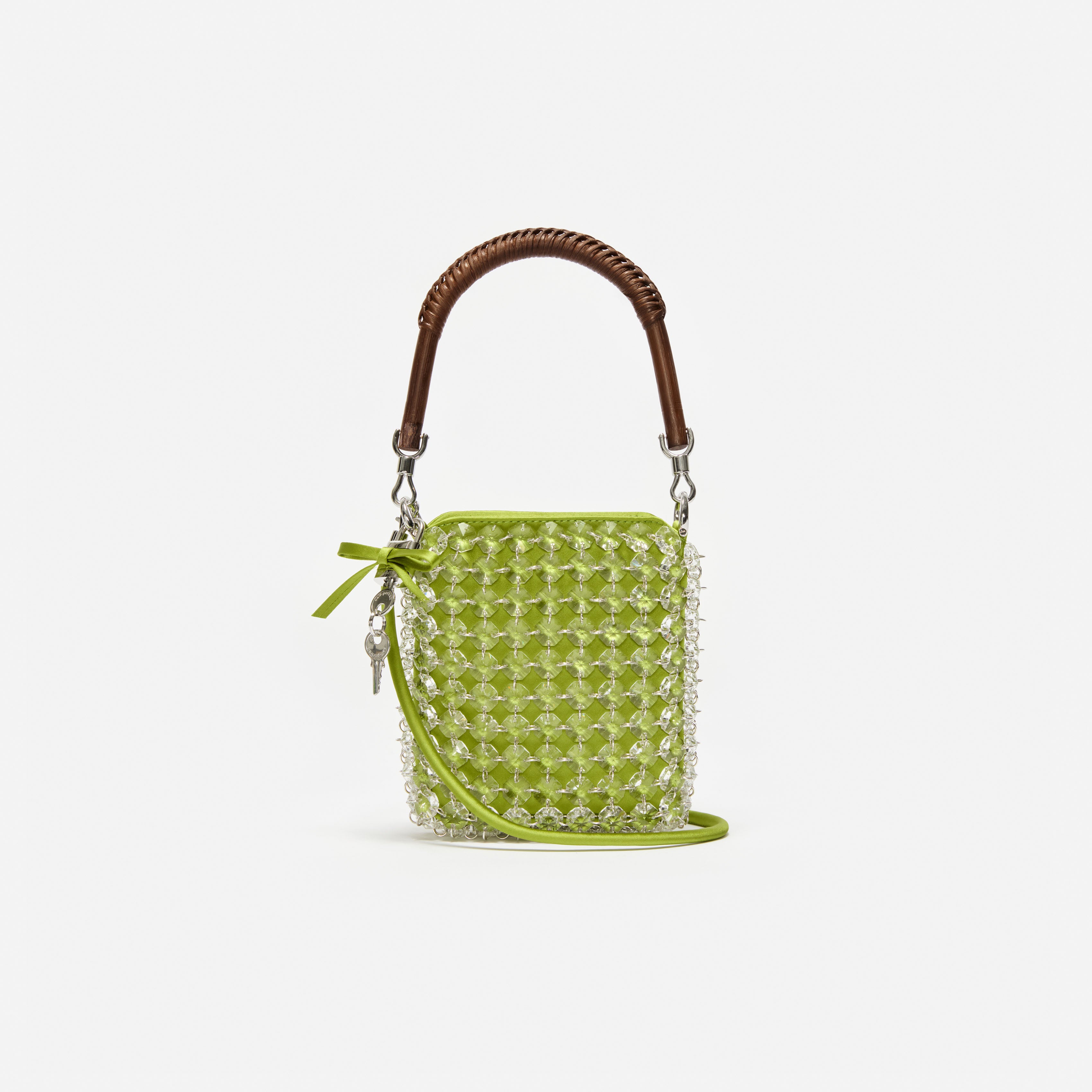 Self Portrait Green Crystal Mini Tote Tasche Grün