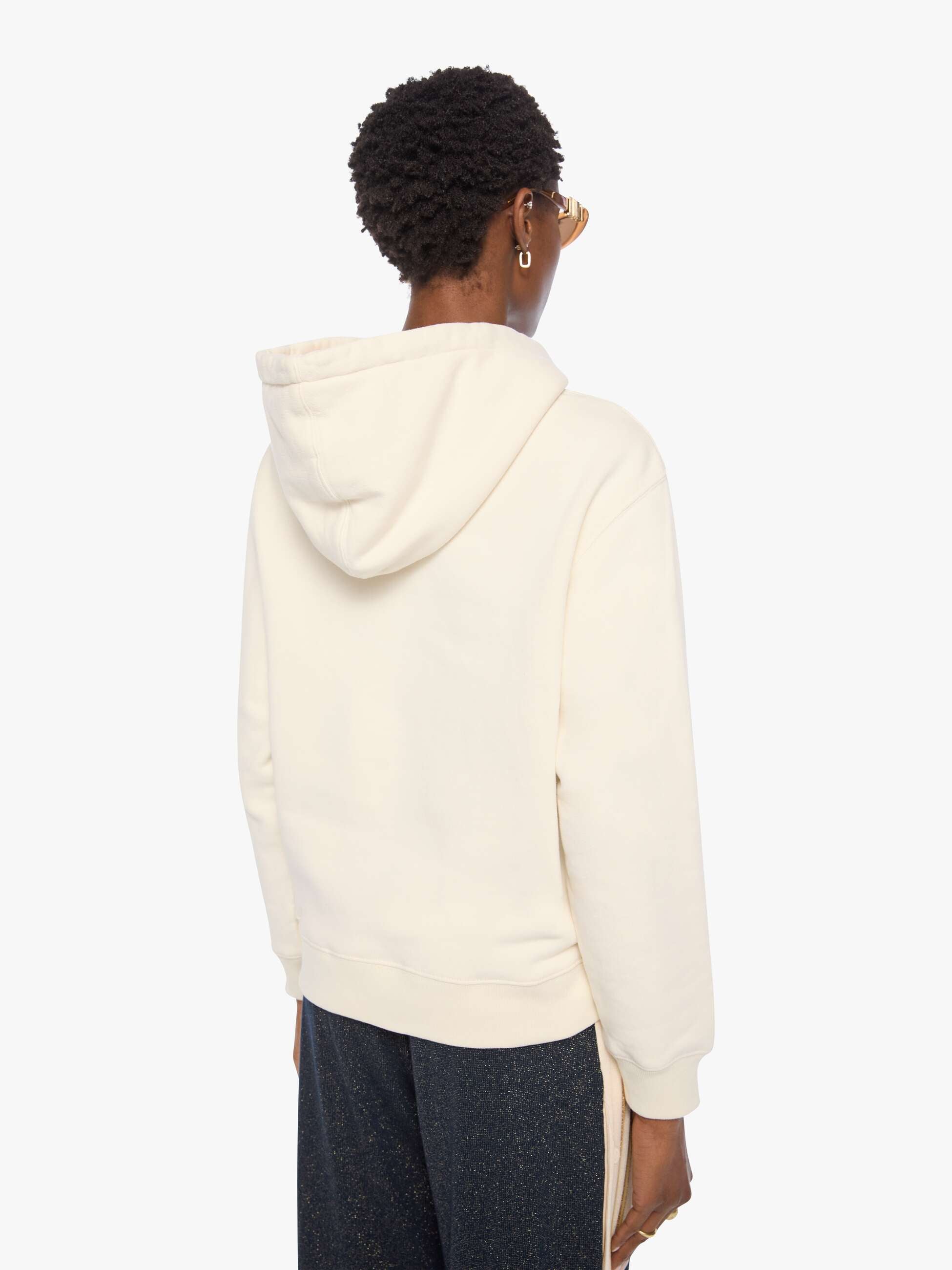 Mother The Accent Square Hoodie Antique White Baumwolle