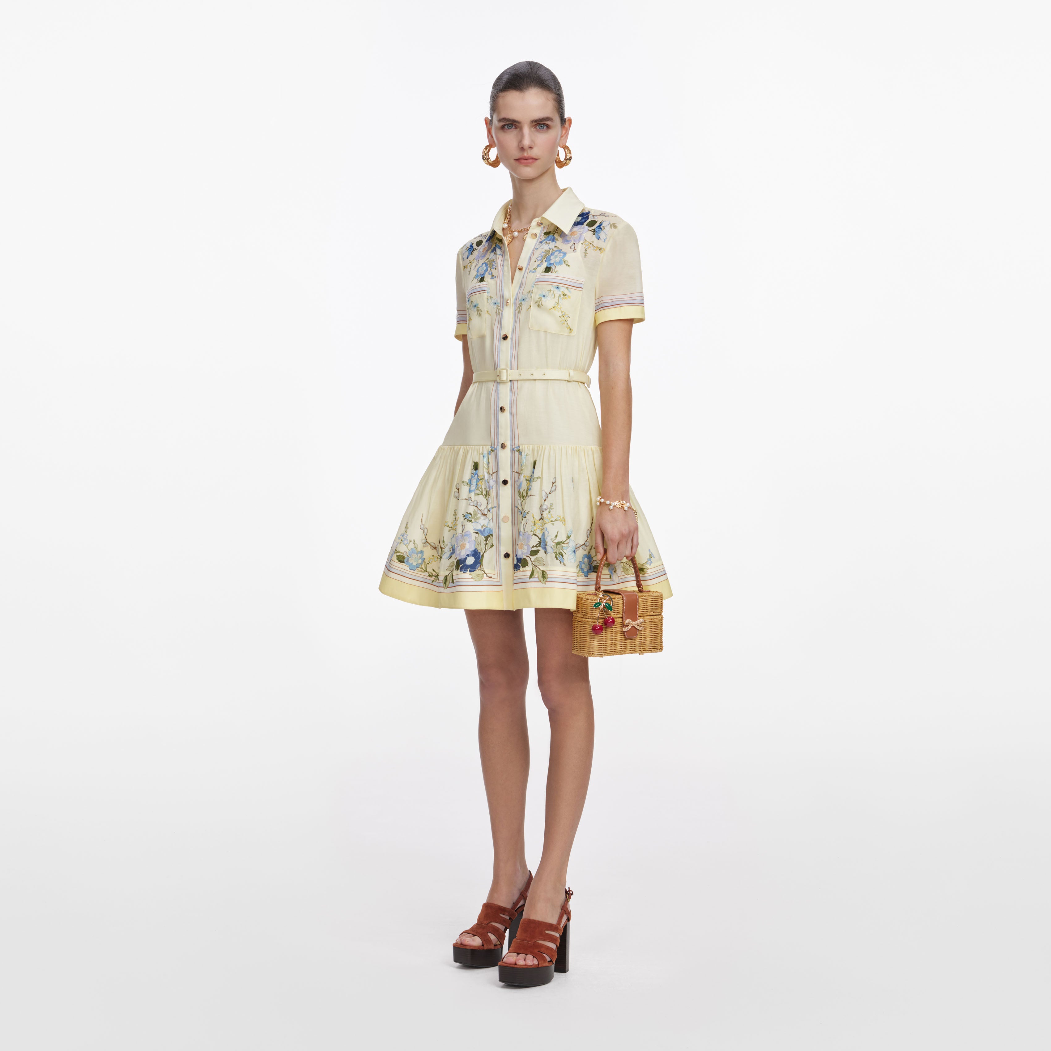 Self Portrait Yellow Floral Organza Minikleid Gelb Blumen