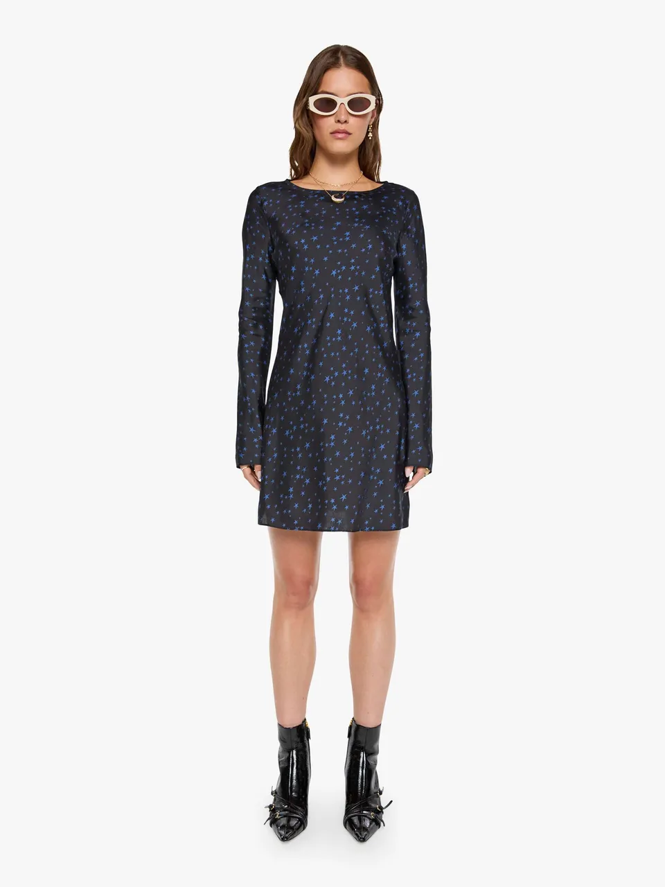 Mother The Slip Up Minikleid Rock Star Schwarz Seide Sterne
