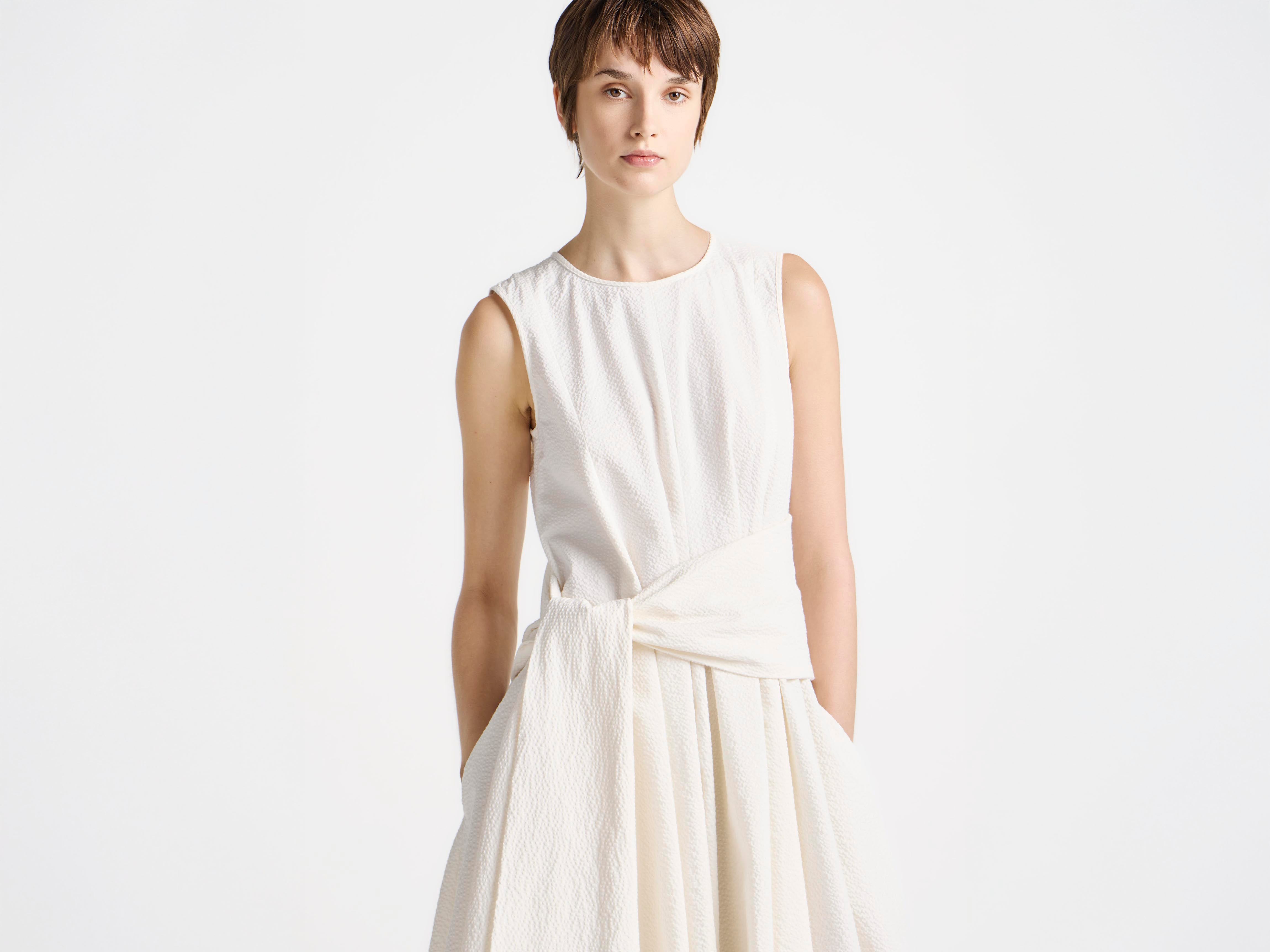 J.W.Anderson Cloque Kleid Ivory Baumwolle Ärmellos Damen
