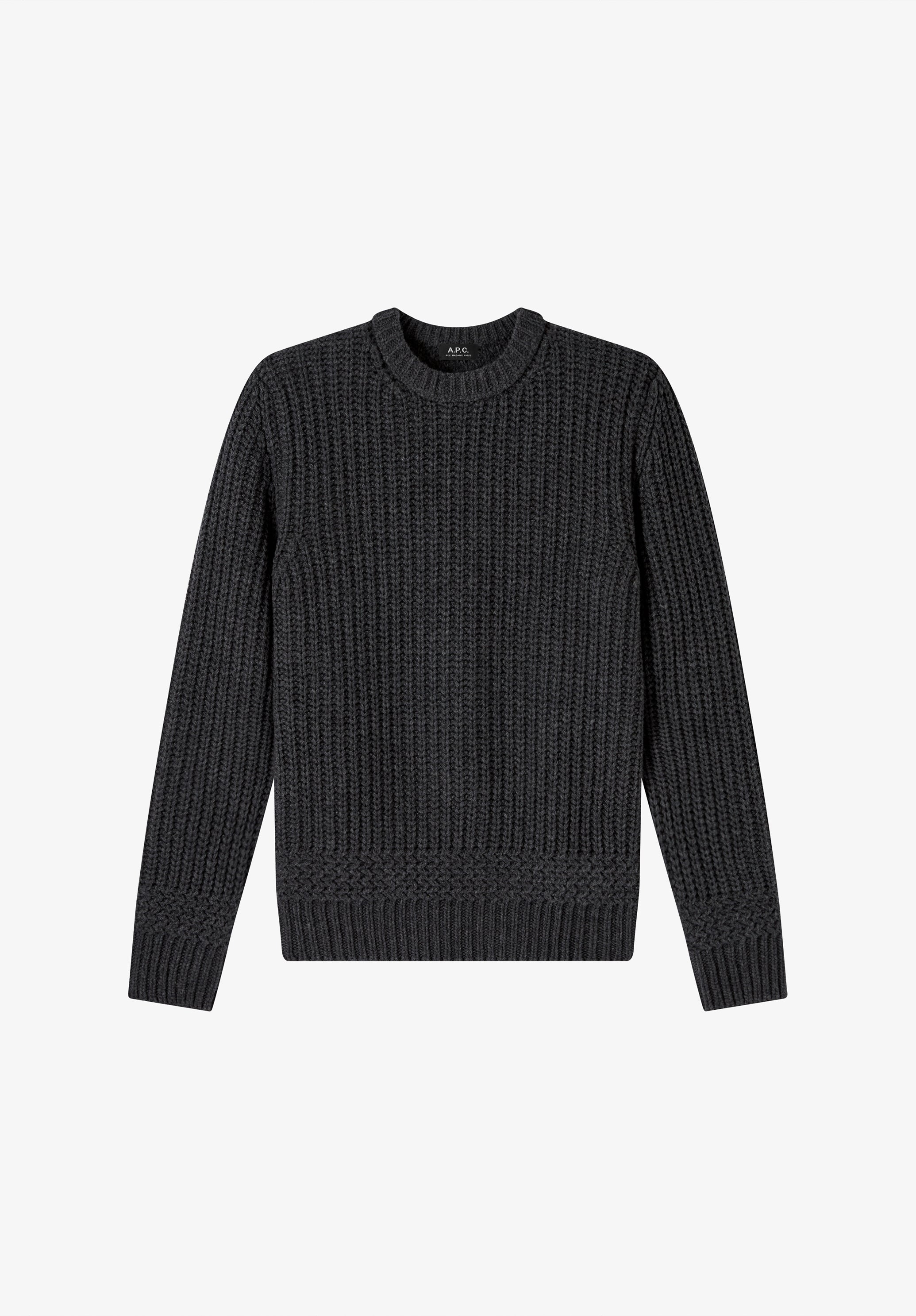 A.P.C. Pullover Anthrazit Recycelte Wolle Rundhals