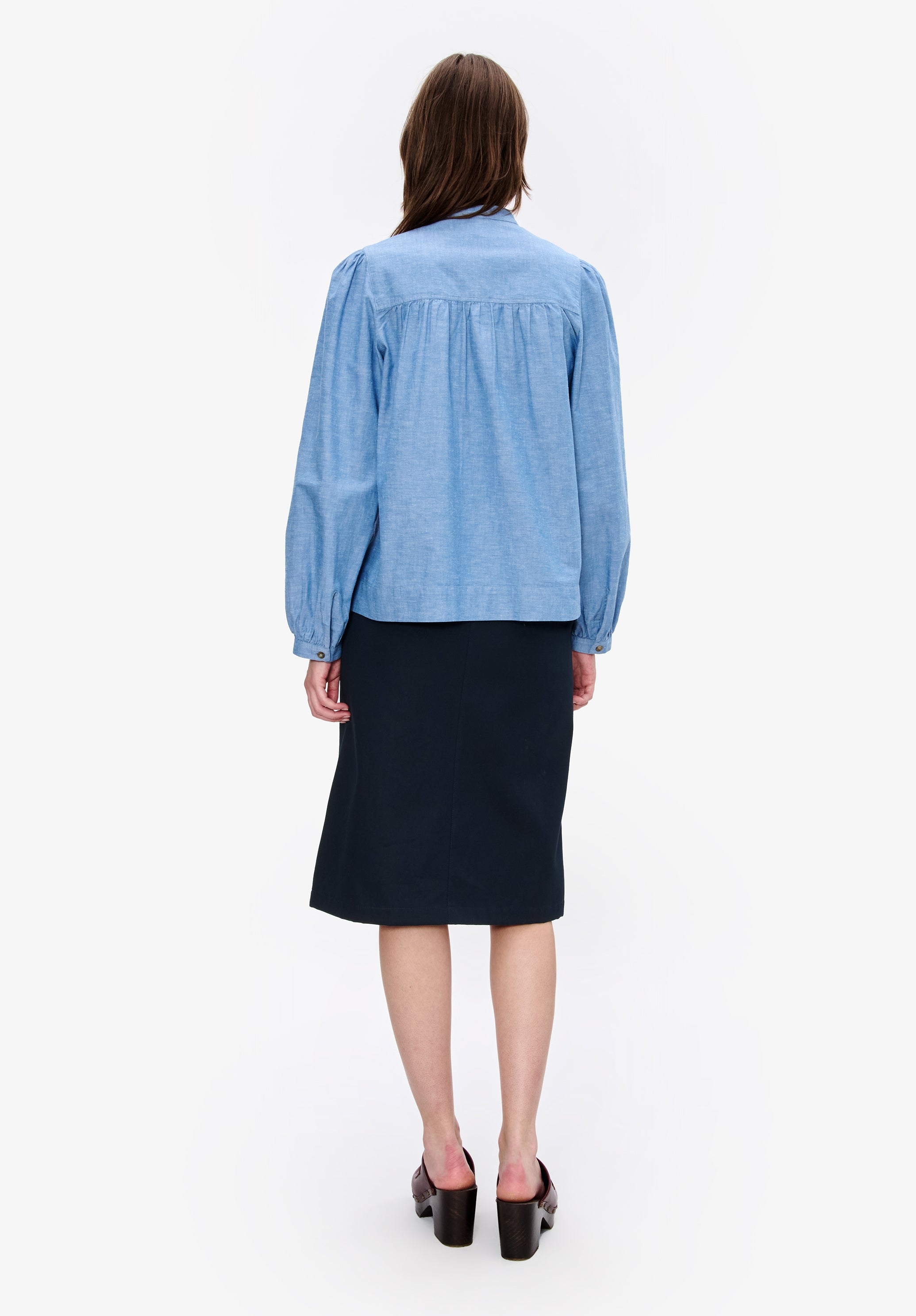 A.P.C. Baby Doll Bluse Baumwolle blau Bio-Baumwolle