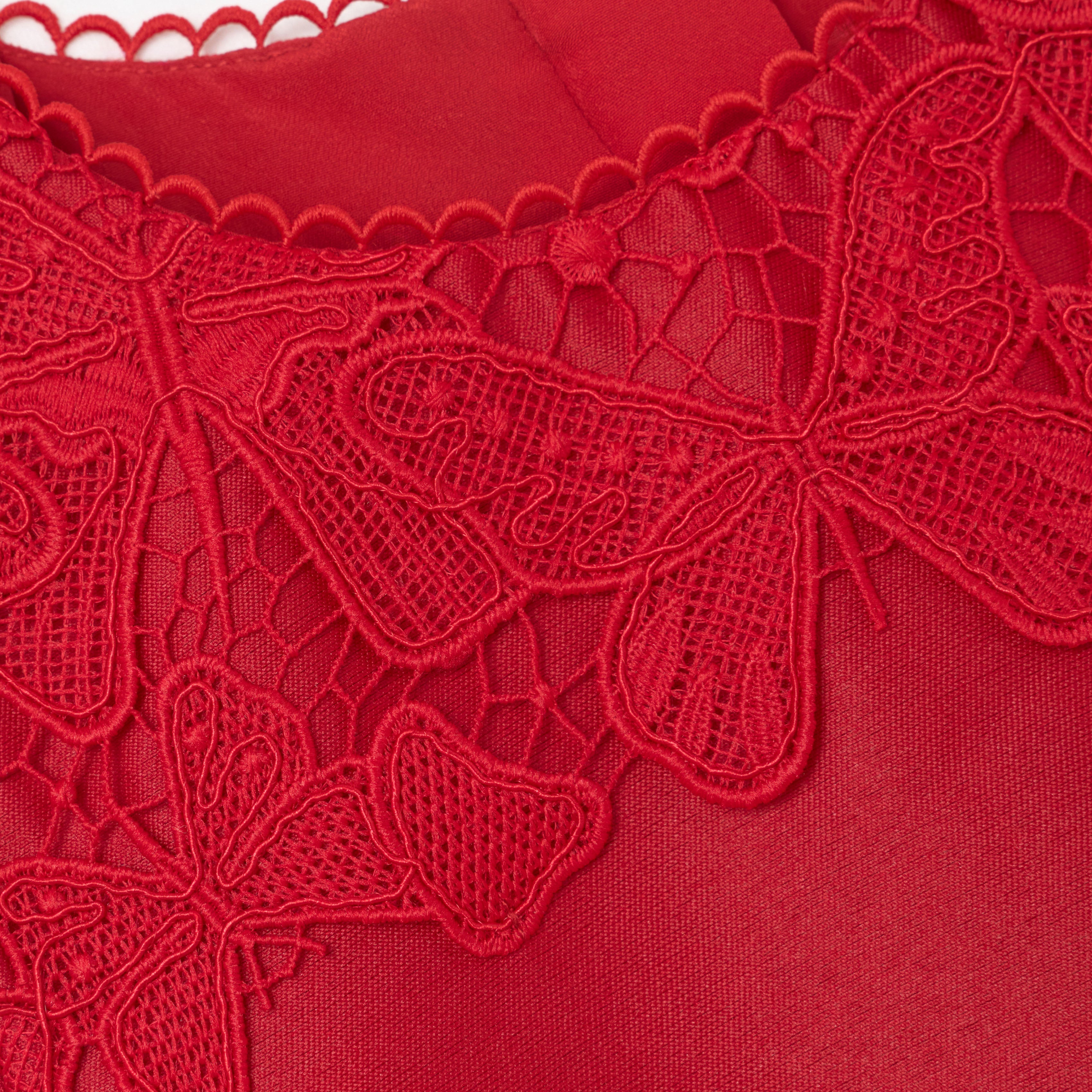 Self Portrait Red Taffeta Lace Dress Rot Mädchenkleid